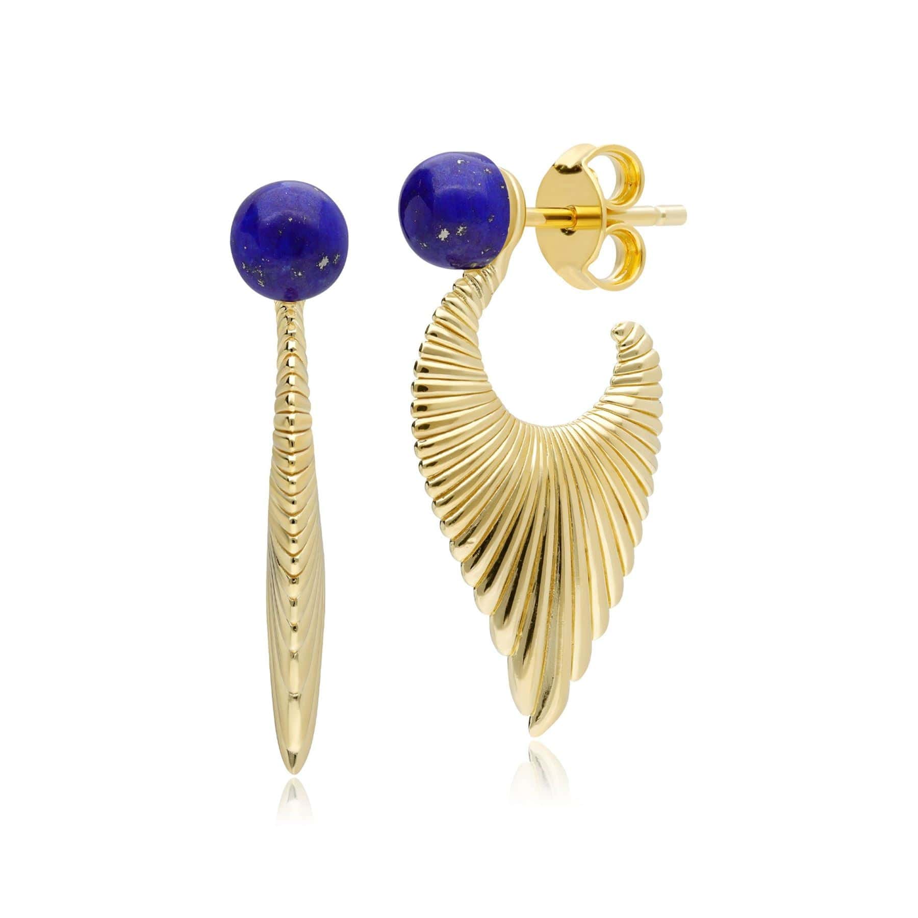 Product photograph of Caruso Lapis Lazuli Fan Drop Earrings In Gold Plated Sterling Silver from Gemondo Jewellery