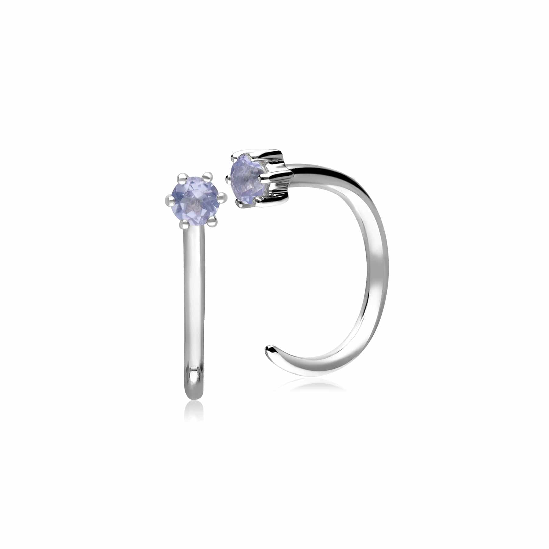 Product photograph of Tanzanite Pull Through Hoop Earrings In 9ct White Gold from Gemondo Jewellery
