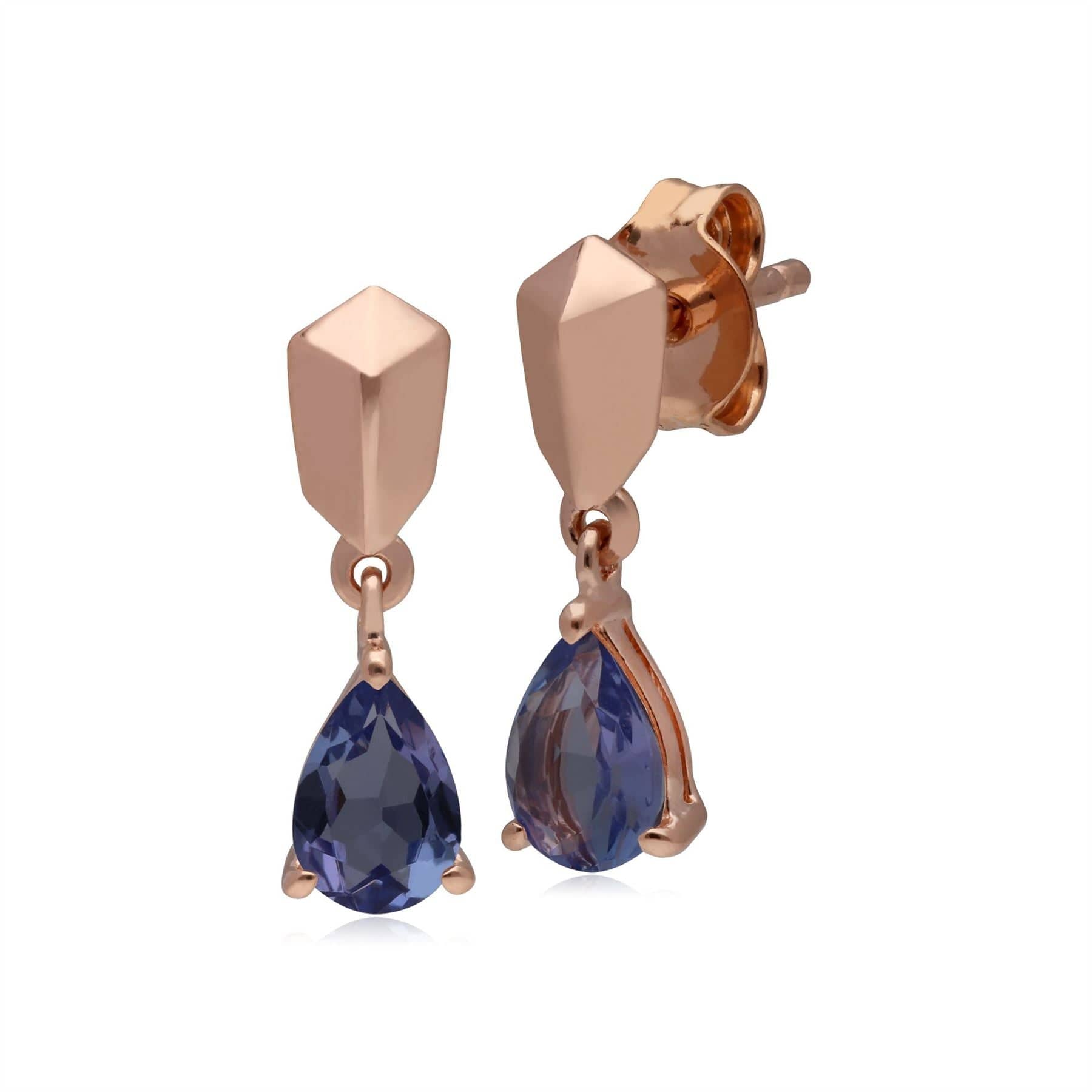Product photograph of Micro Statement Tanzanite Earrings In Rose Gold Plated Silver from Gemondo Jewellery