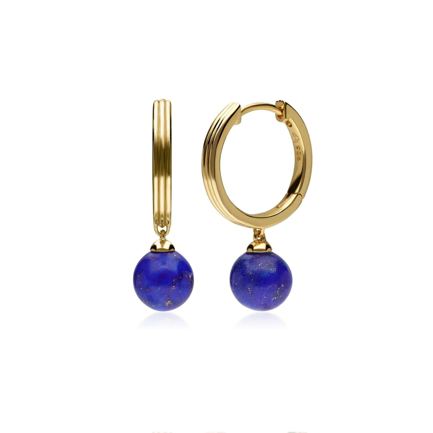 Image of Caruso Lapis Lazuli Dangle Hoop Earrings In Sterling Silver