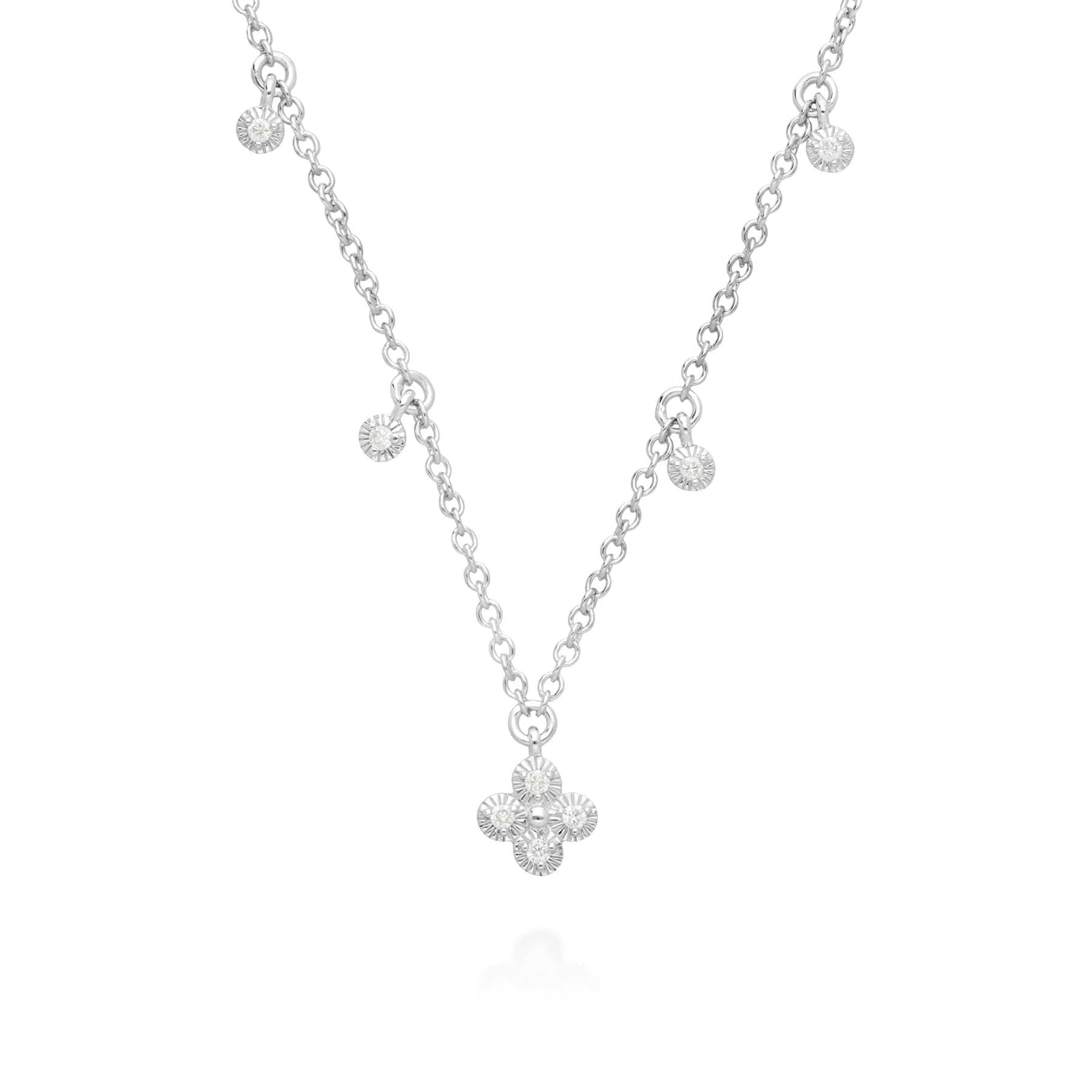 Image of Diamond Flowers Choker Charm Necklace in 9ct White Gold