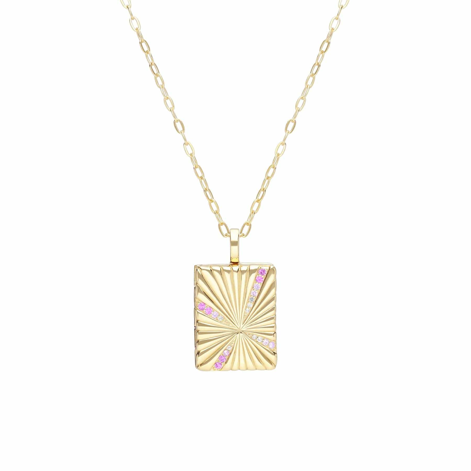 Product photograph of Bona Fide White Topaz Pink Sapphire Locket In Yellow Gold Plated Silver from Gemondo Jewellery