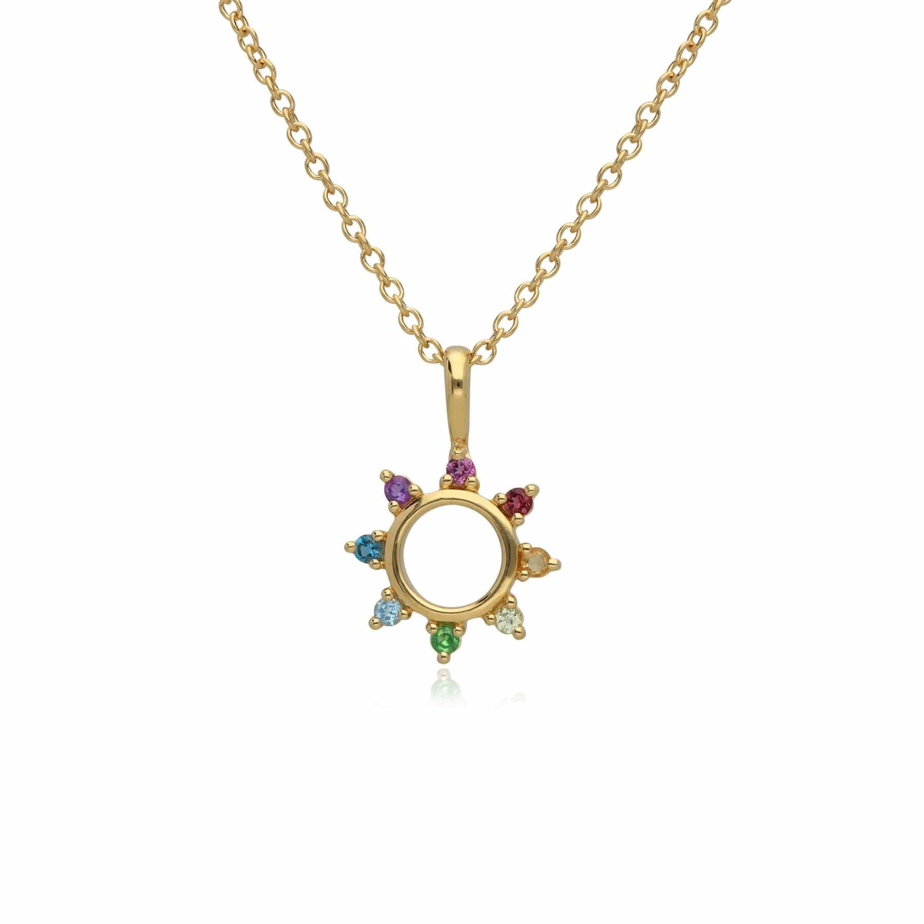 Image of Rainbow Sunburst Necklace in Gold Plated Sterling Silver