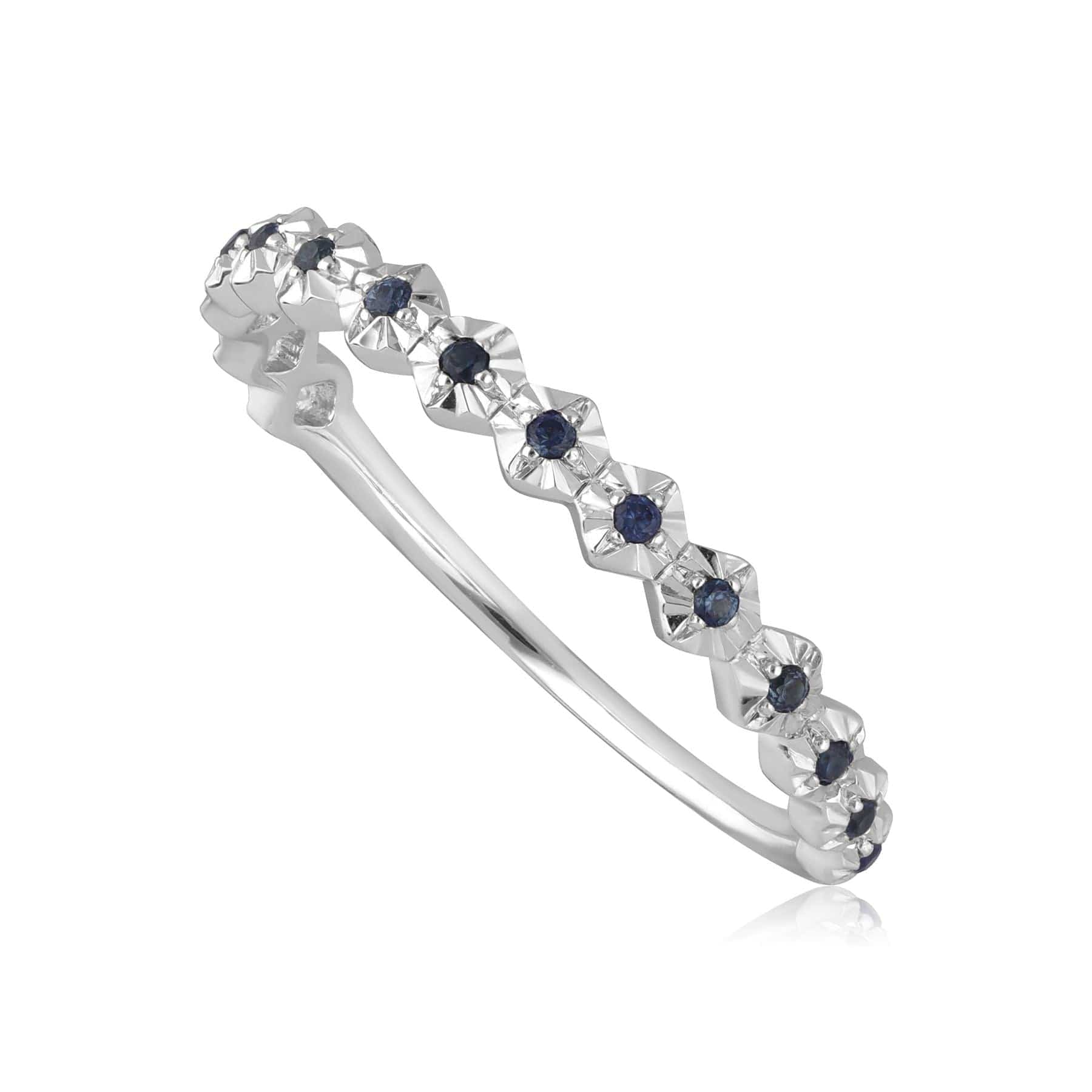 Product photograph of Half Eternity Sapphire Band Ring In 9ct White Gold from Gemondo Jewellery