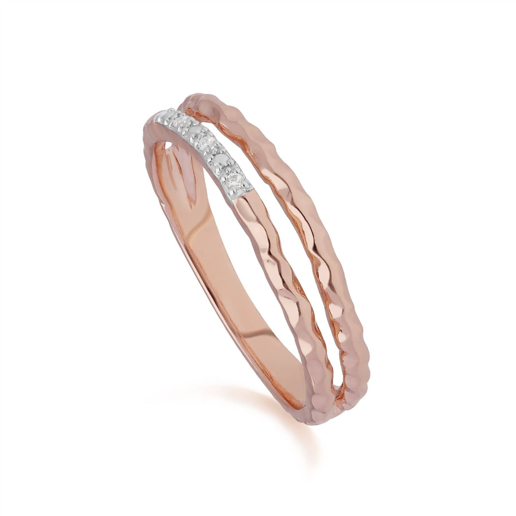 Image of Diamond Pav?? Double Ring Band in 9ct Rose Gold