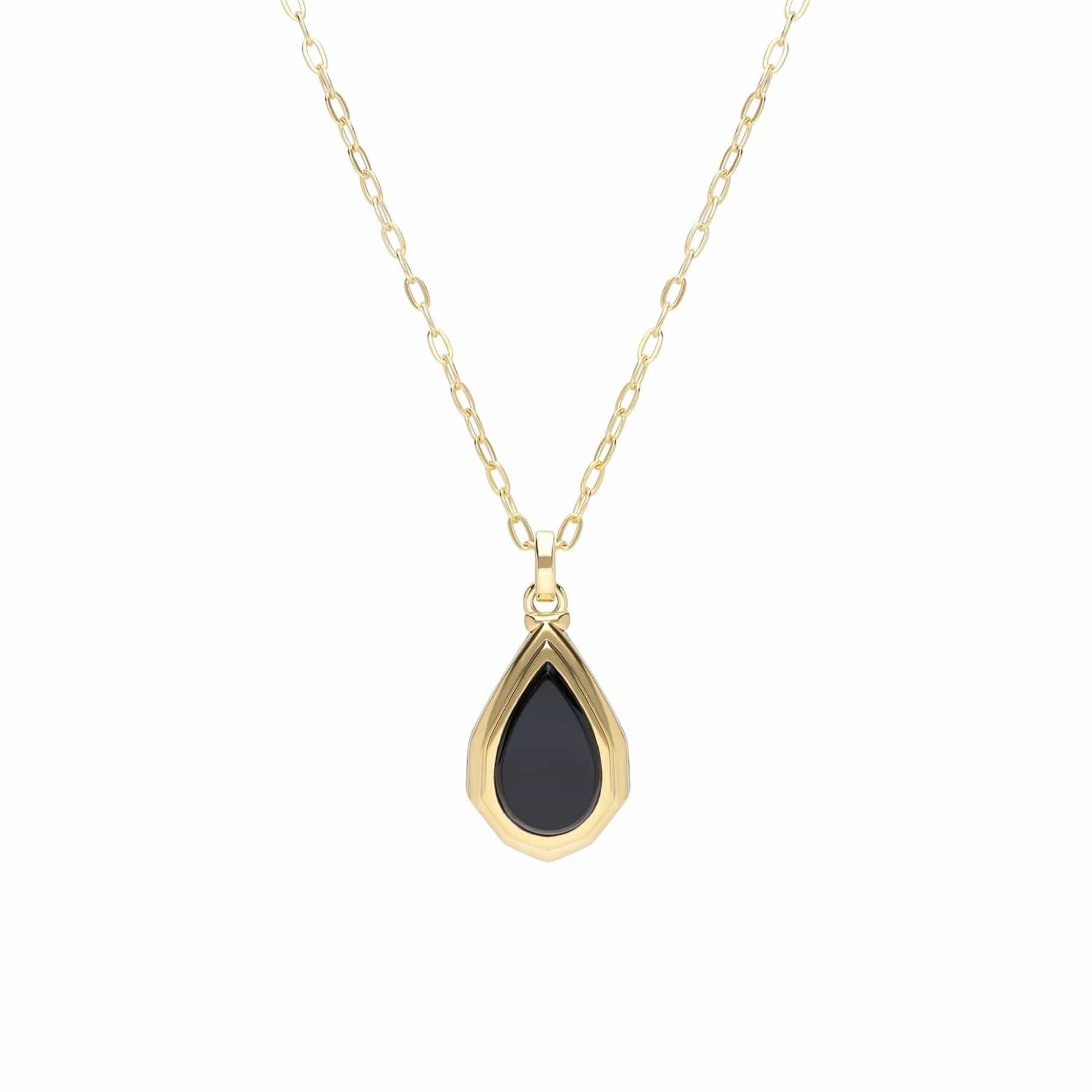 Product photograph of Bona Fide Pear Cut Black Onyx Locket In Gold Plated Sterling Silver from Gemondo Jewellery