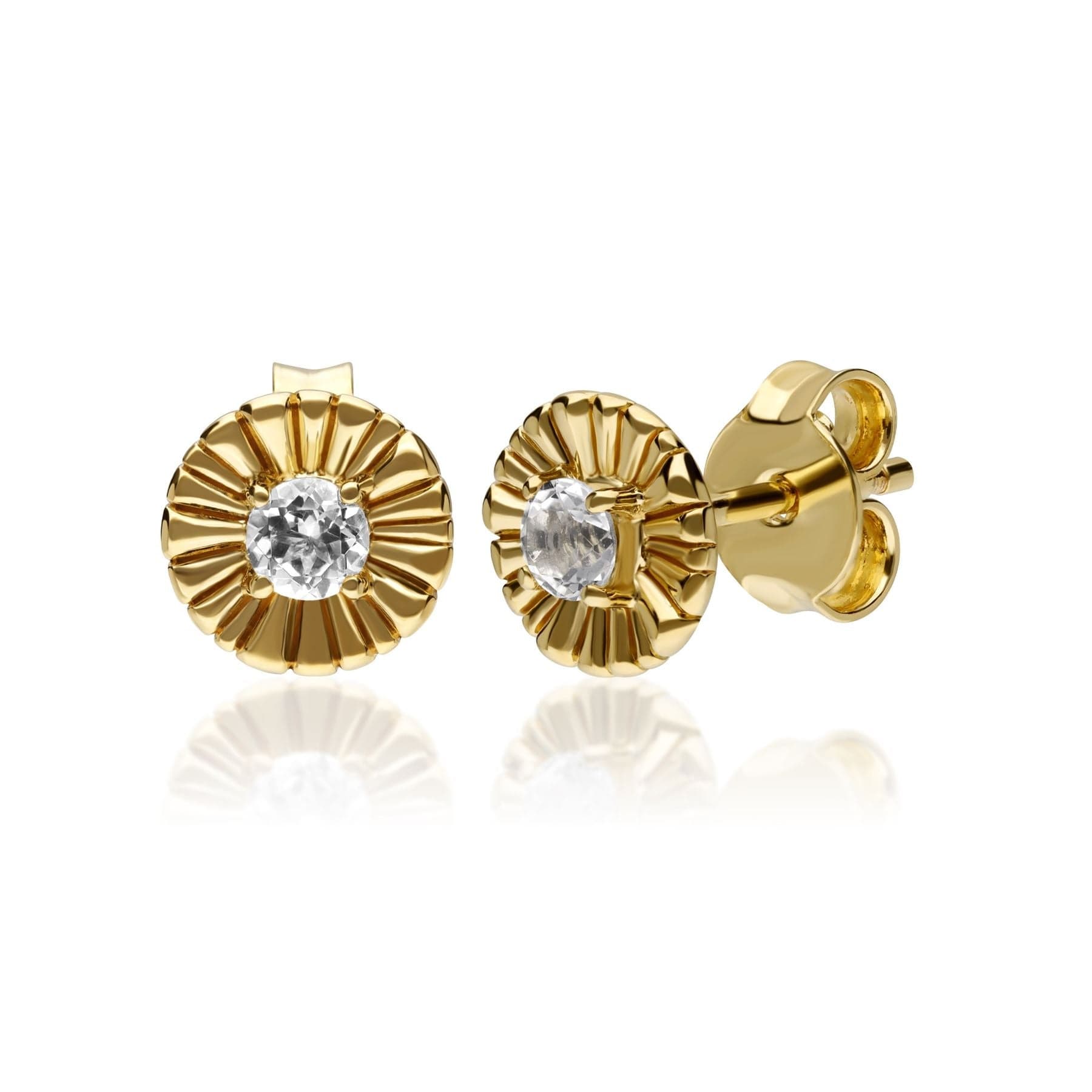 Product photograph of Caruso White Topaz Floral Stud Earrings In Gold Plated Sterling Silver from Gemondo Jewellery