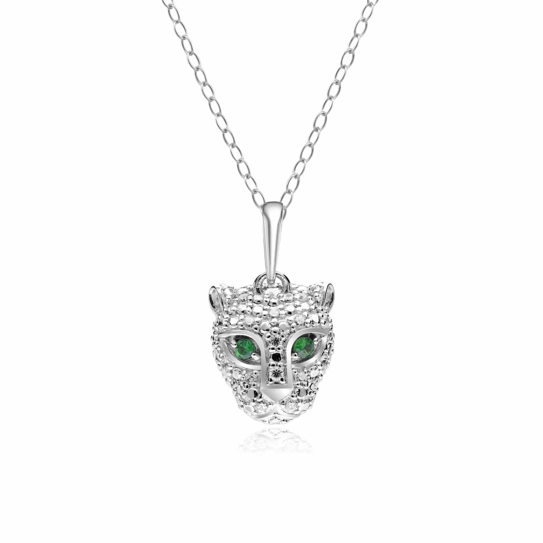 Product photograph of Ecfew The Unifier Tsavorite Diamond Cheetah Pendant In 9ct White Gold from Gemondo Jewellery