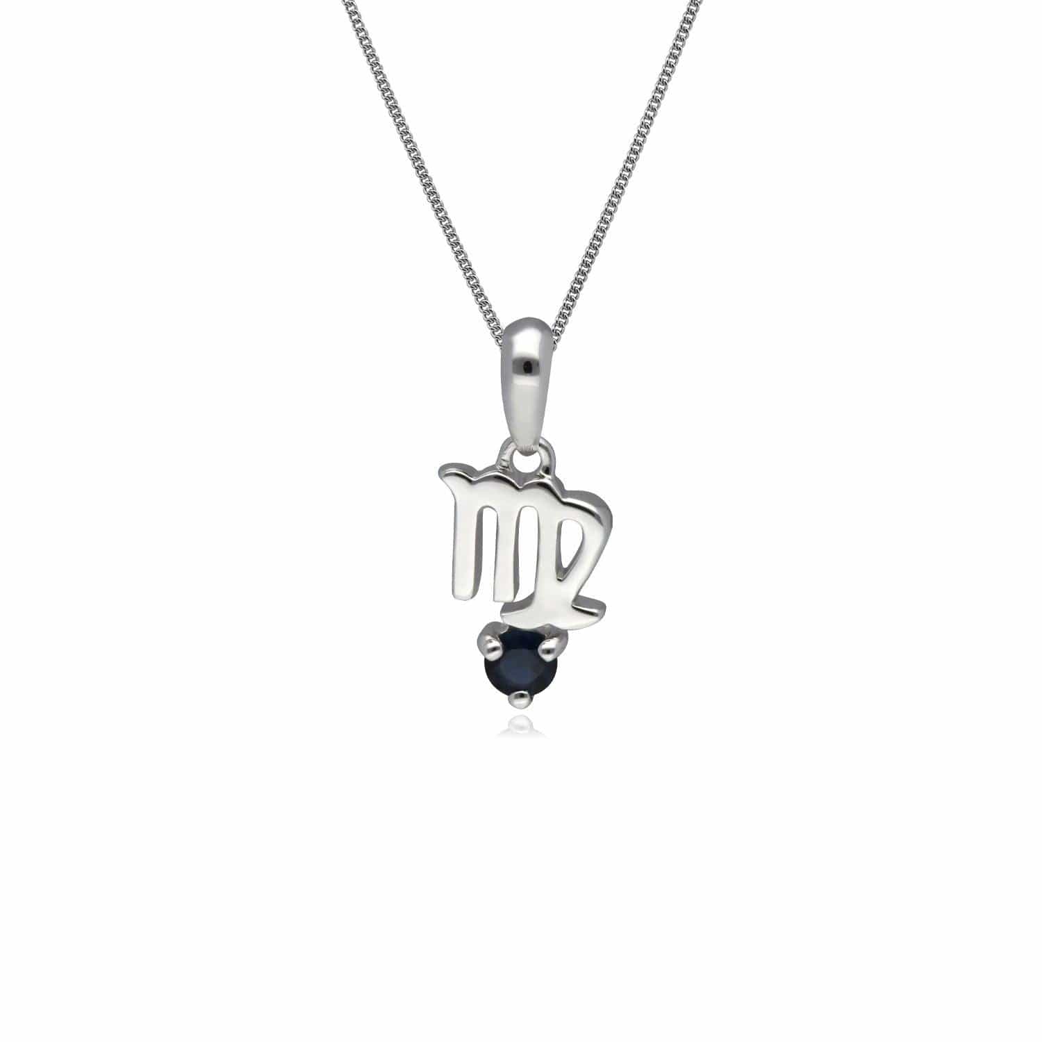 Photos - Pendant / Choker Necklace Sapphire Virgo Zodiac Charm Necklace in 9ct White Gold