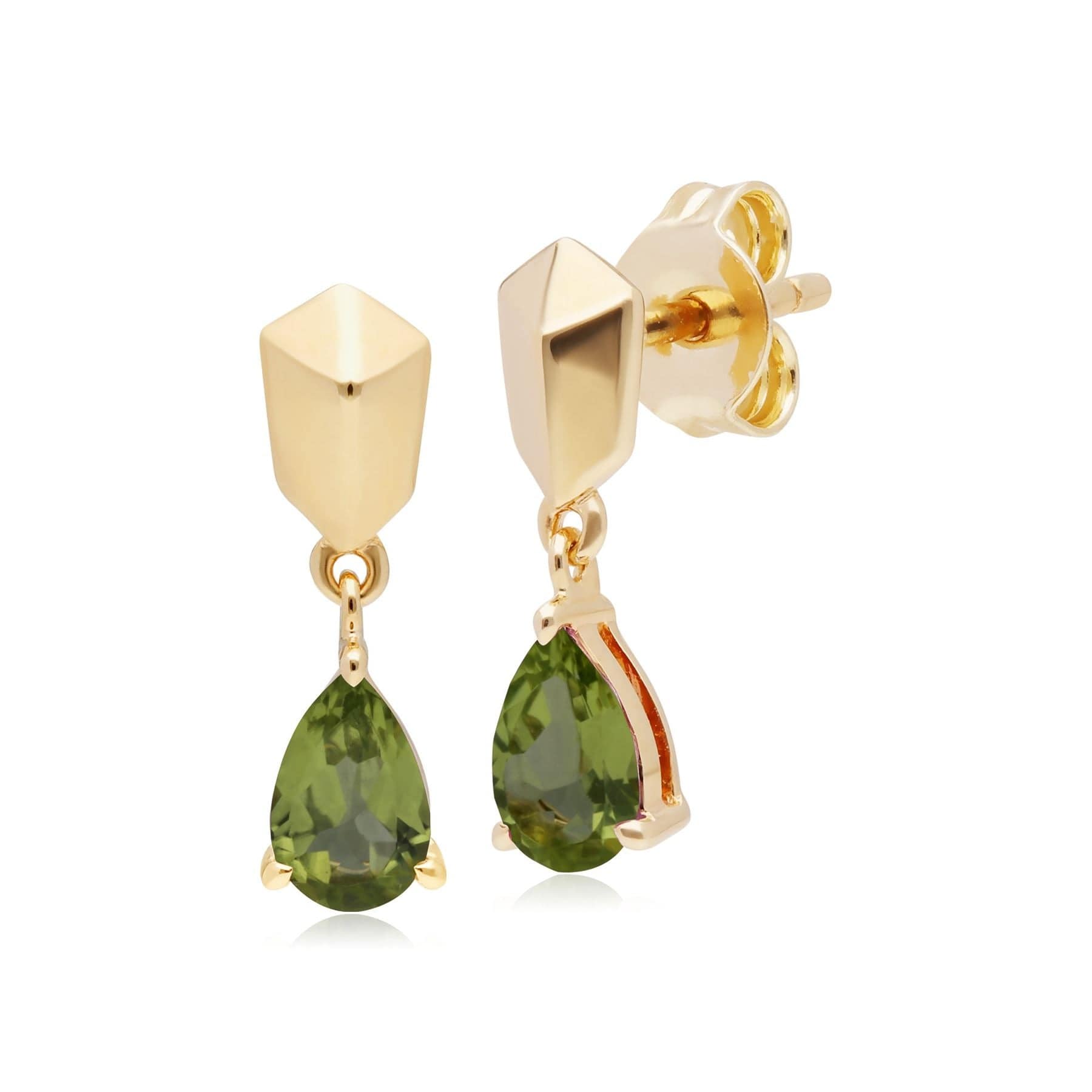 Product photograph of Micro Statement Peridot Earrings In Gold Plated Silver from Gemondo Jewellery
