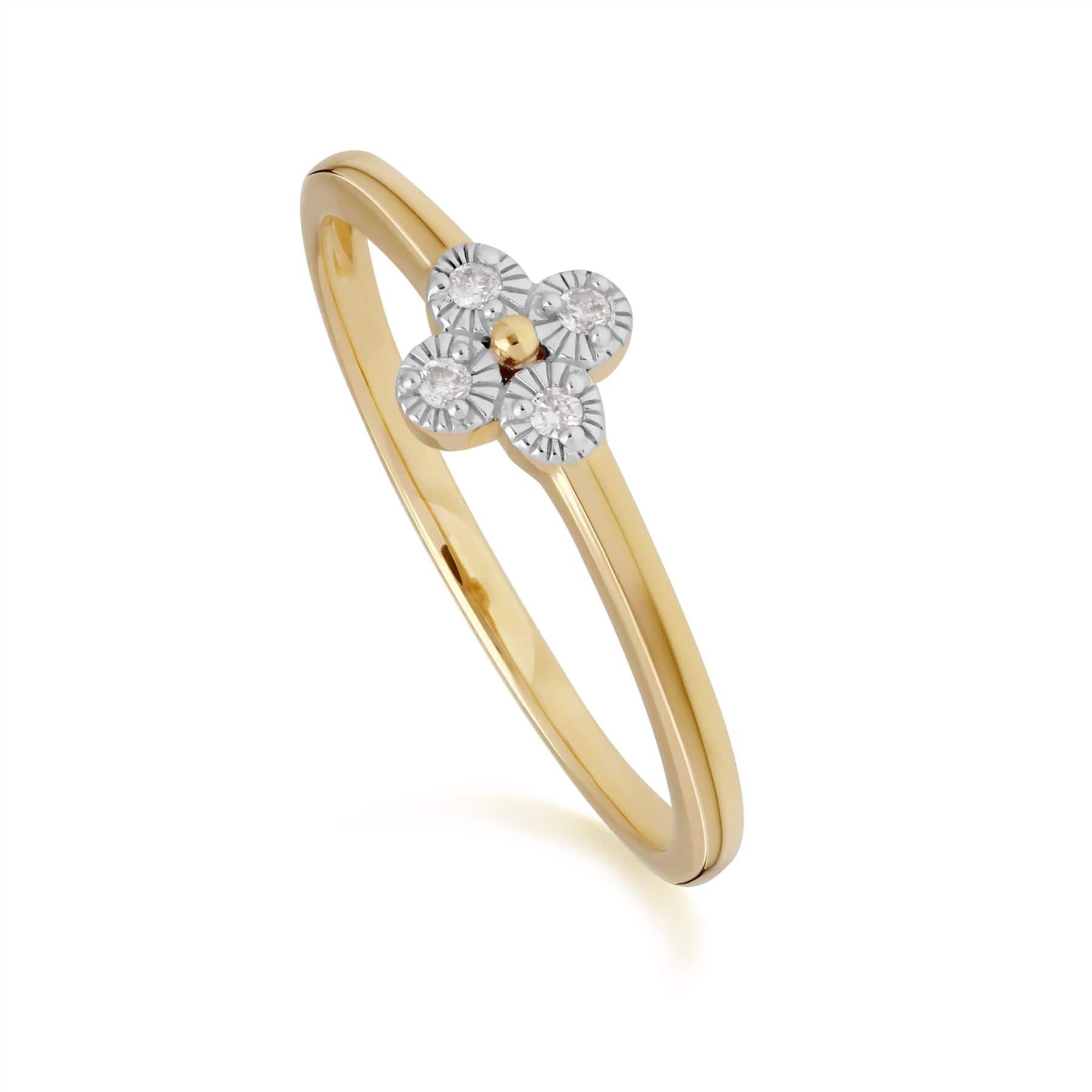 Product photograph of Diamond Flowers Ring In 9ct Yellow Gold from Gemondo Jewellery