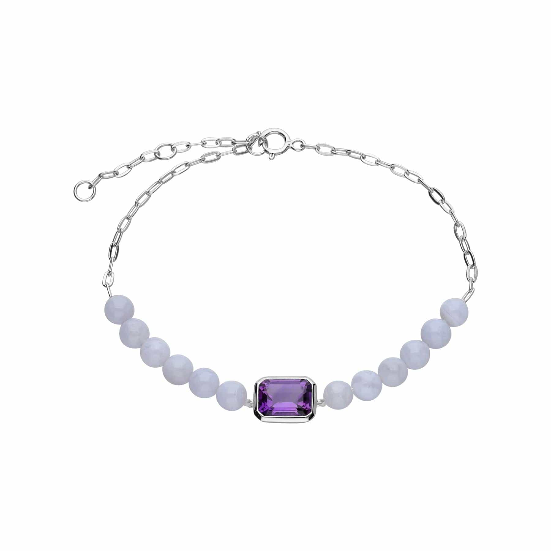 Product photograph of Ecfew Unifier Amethyst Blue Lace Agate Bracelet In Sterling Silver from Gemondo Jewellery