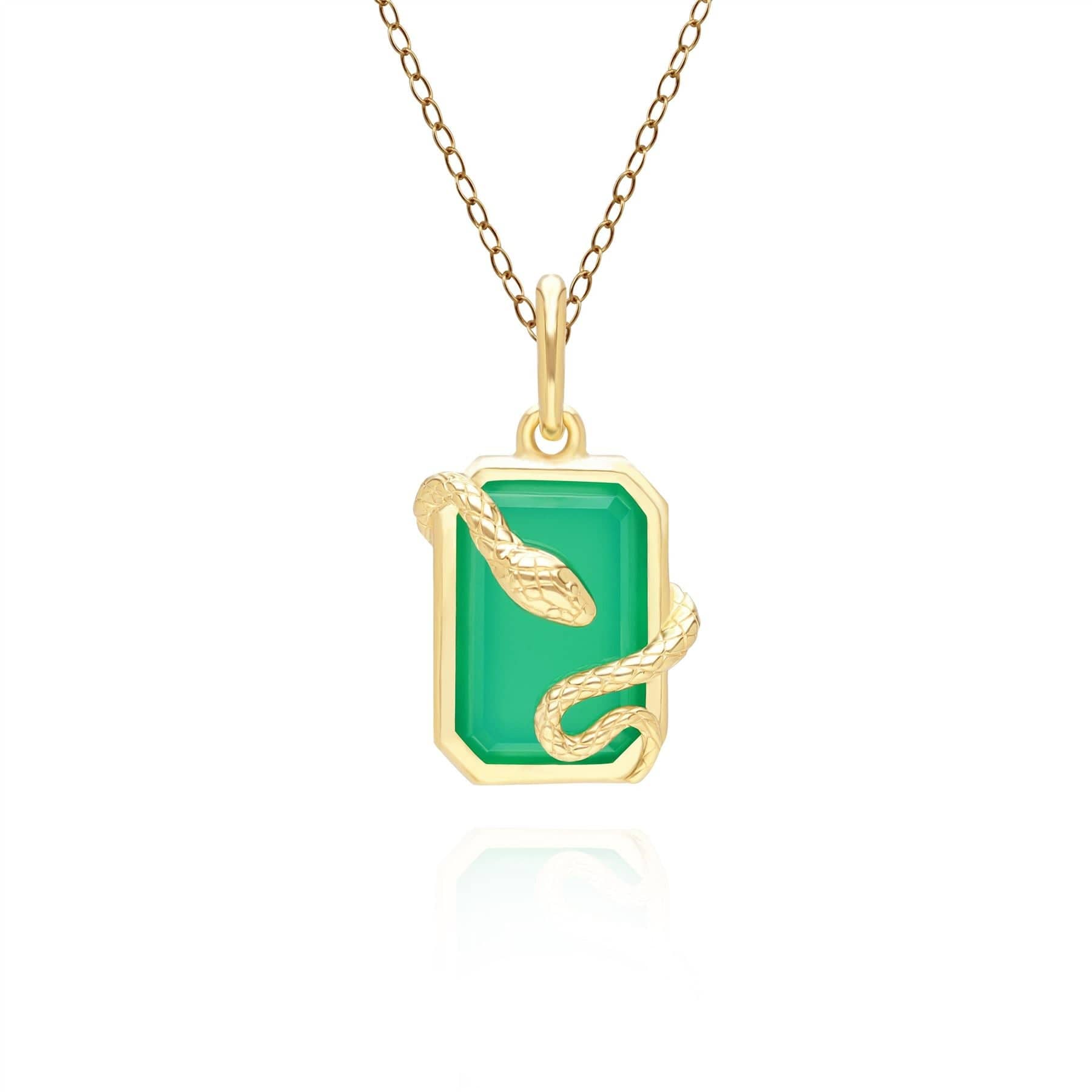 Image of Grand Deco Green Chalcedony Snake Wrap Pendant in Gold Plated Sterling Silver