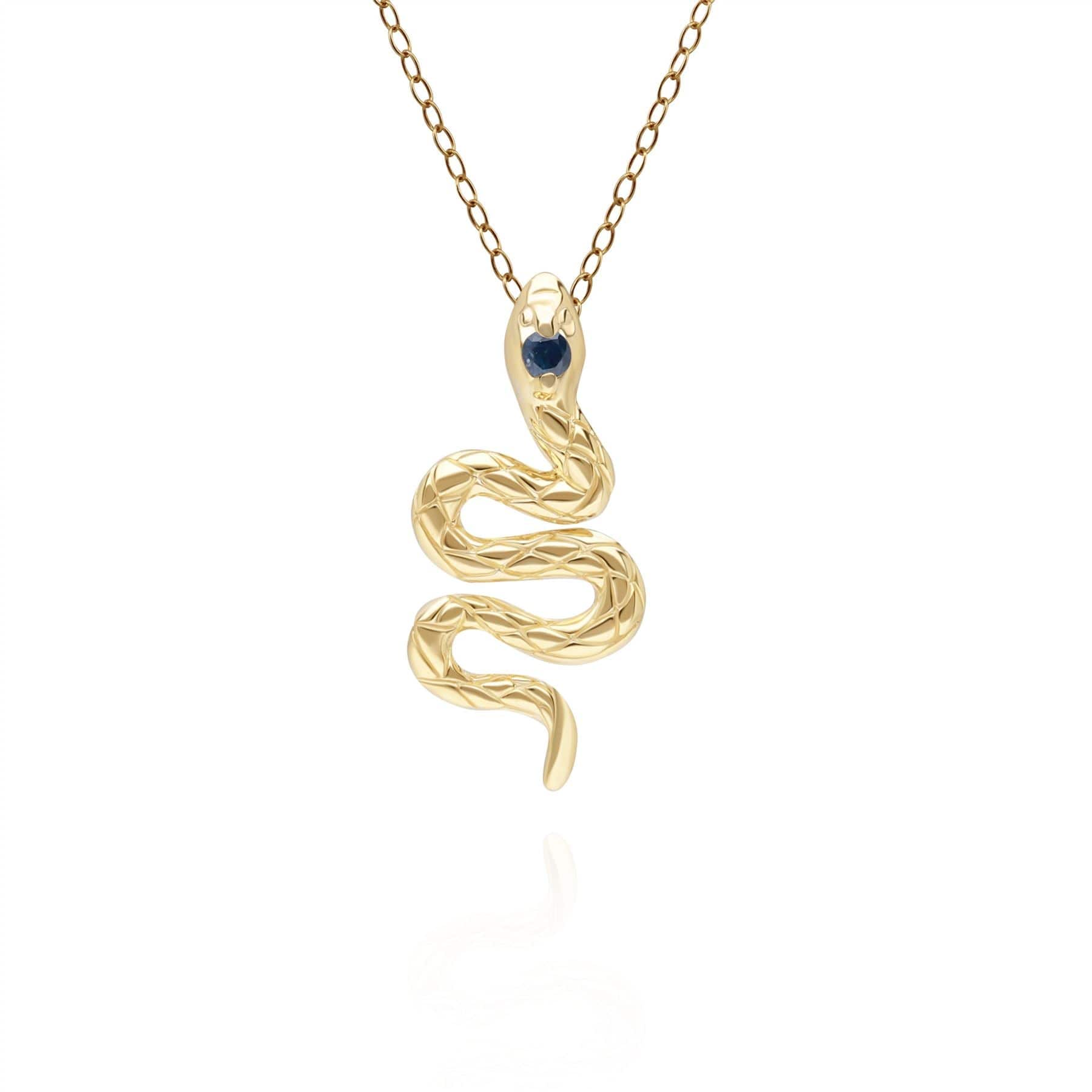 Product photograph of Ecfew Sapphire Snake Wrap Pendant In 9ct Yellow Gold from Gemondo Jewellery