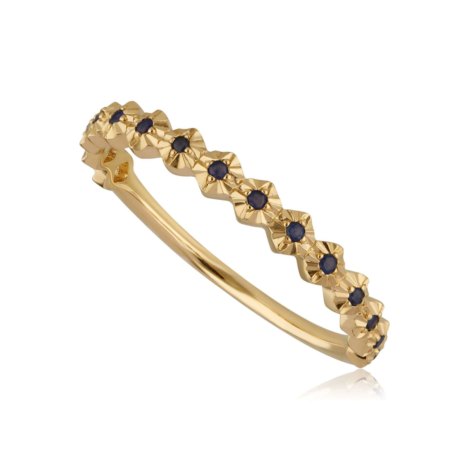 Product photograph of Half Eternity Sapphire Band Ring In 9ct Yellow Gold from Gemondo Jewellery