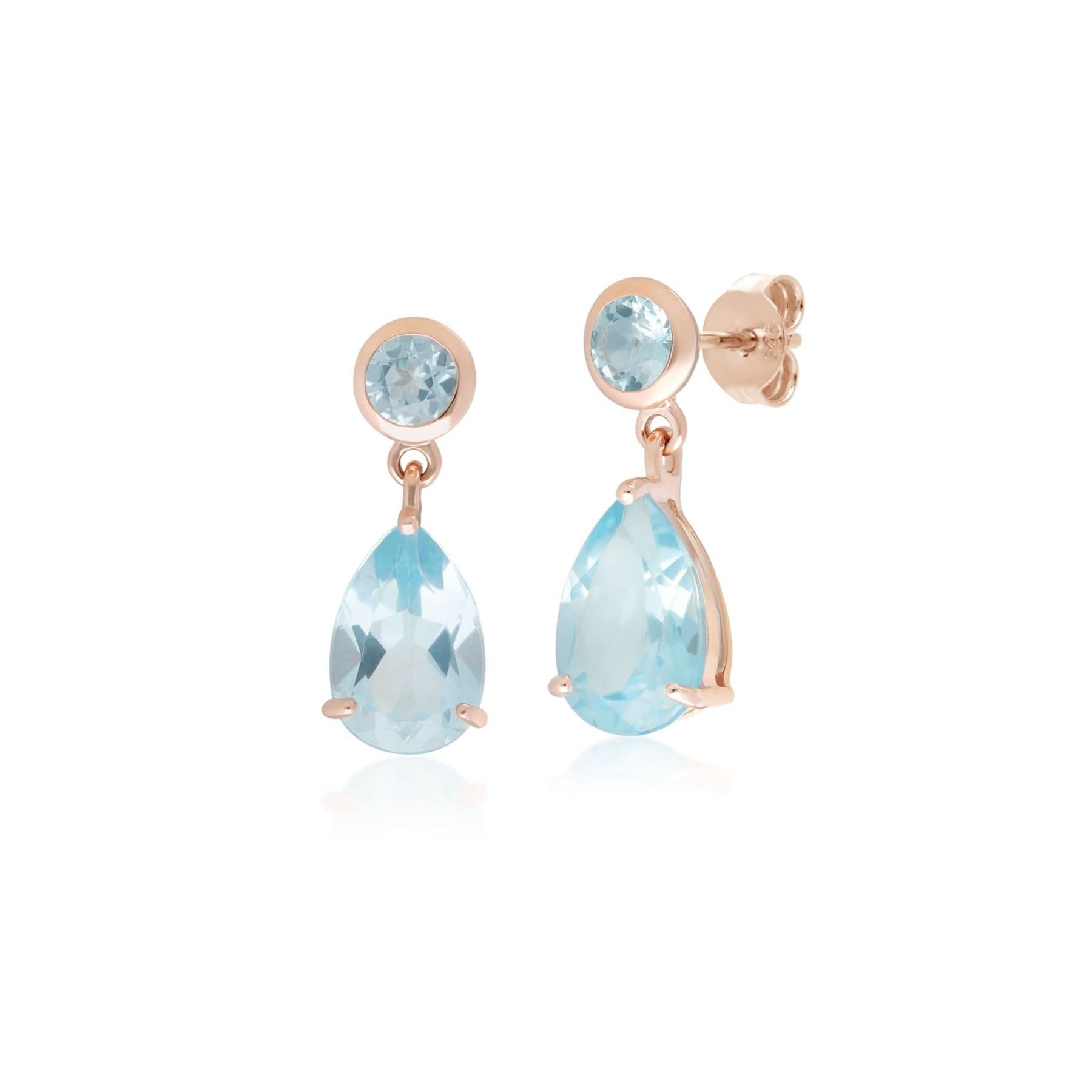 Product photograph of Classic Pear Blue Topaz Drop Earrings In 9ct Rose Gold from Gemondo Jewellery