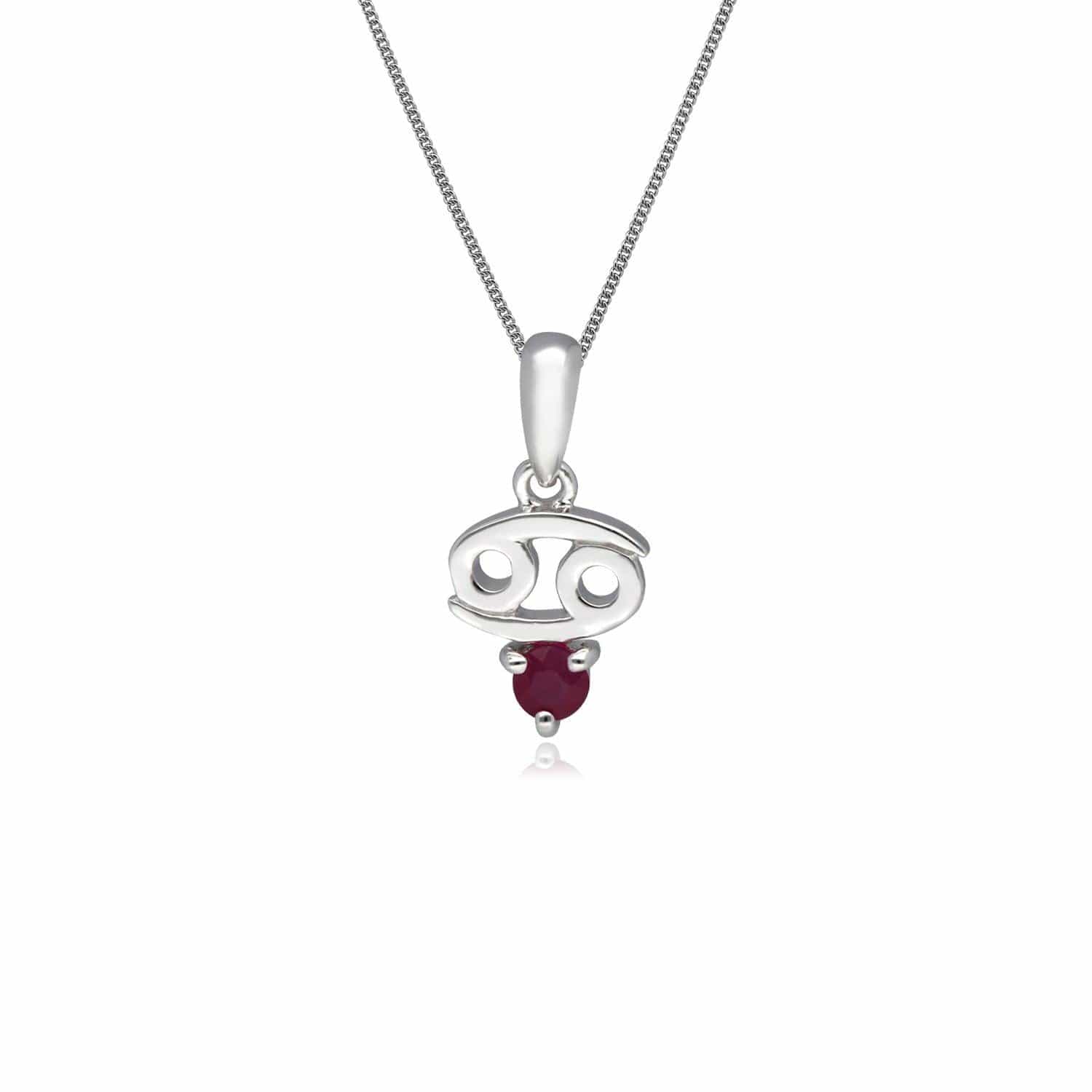 Product photograph of Ruby Cancer Zodiac Charm Necklace In 9ct White Gold from Gemondo Jewellery