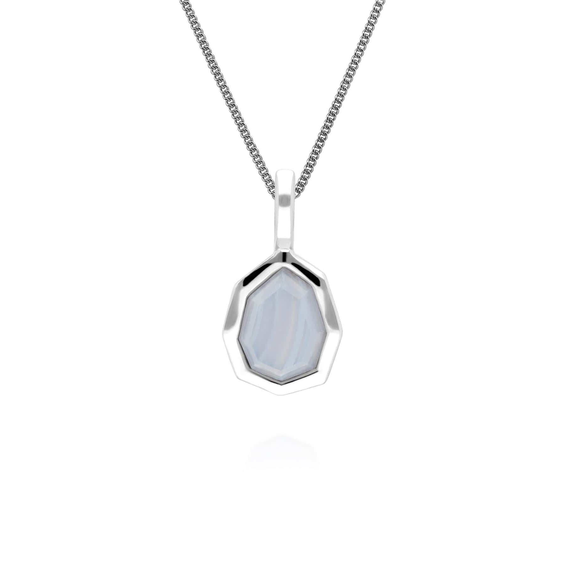Photos - Pendant / Choker Necklace Irregular B Gem Blue Lace Agate Pendant in Sterling Silver