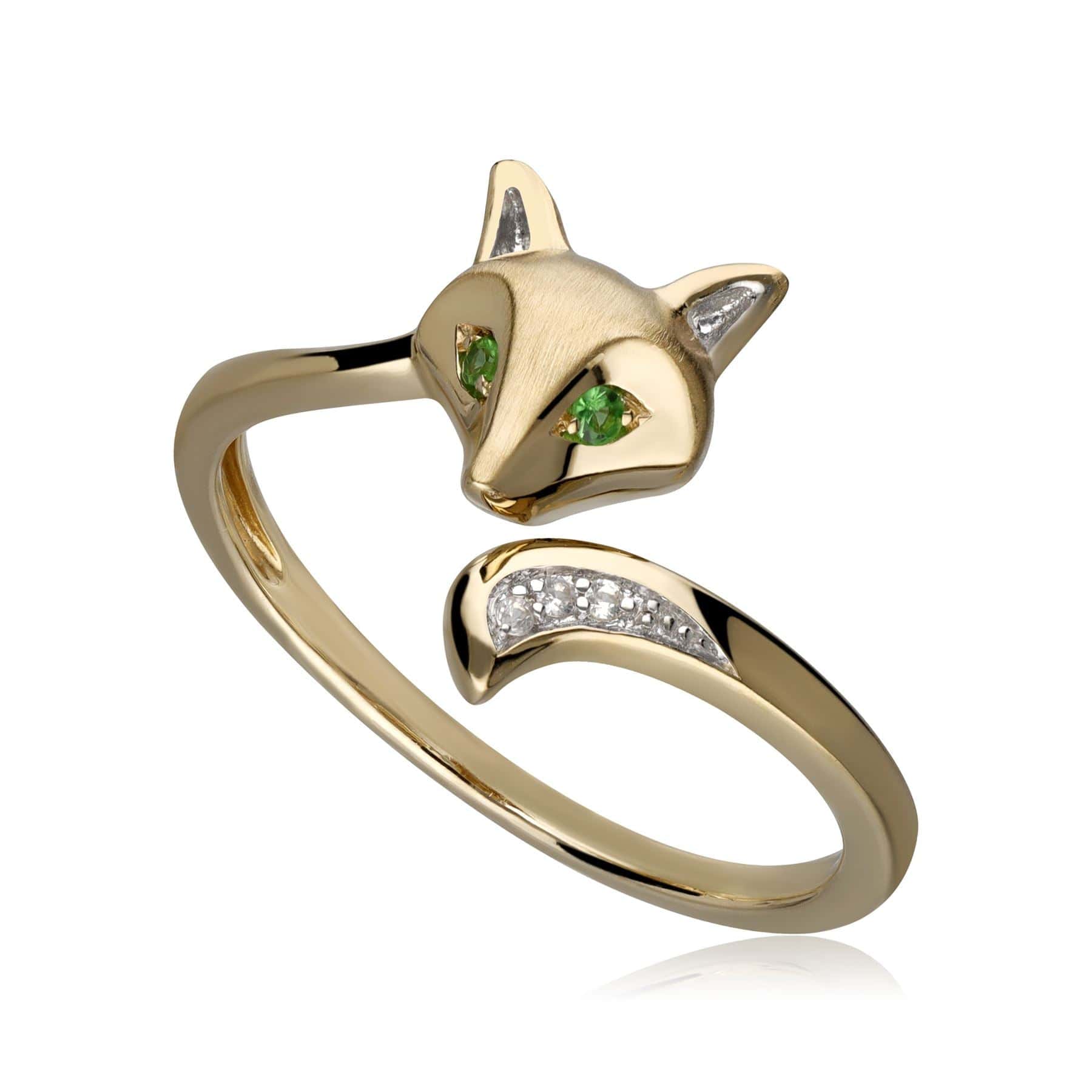 Product photograph of Gardenia Tsavorite Fox Ring In 9ct Yellow Gold from Gemondo Jewellery