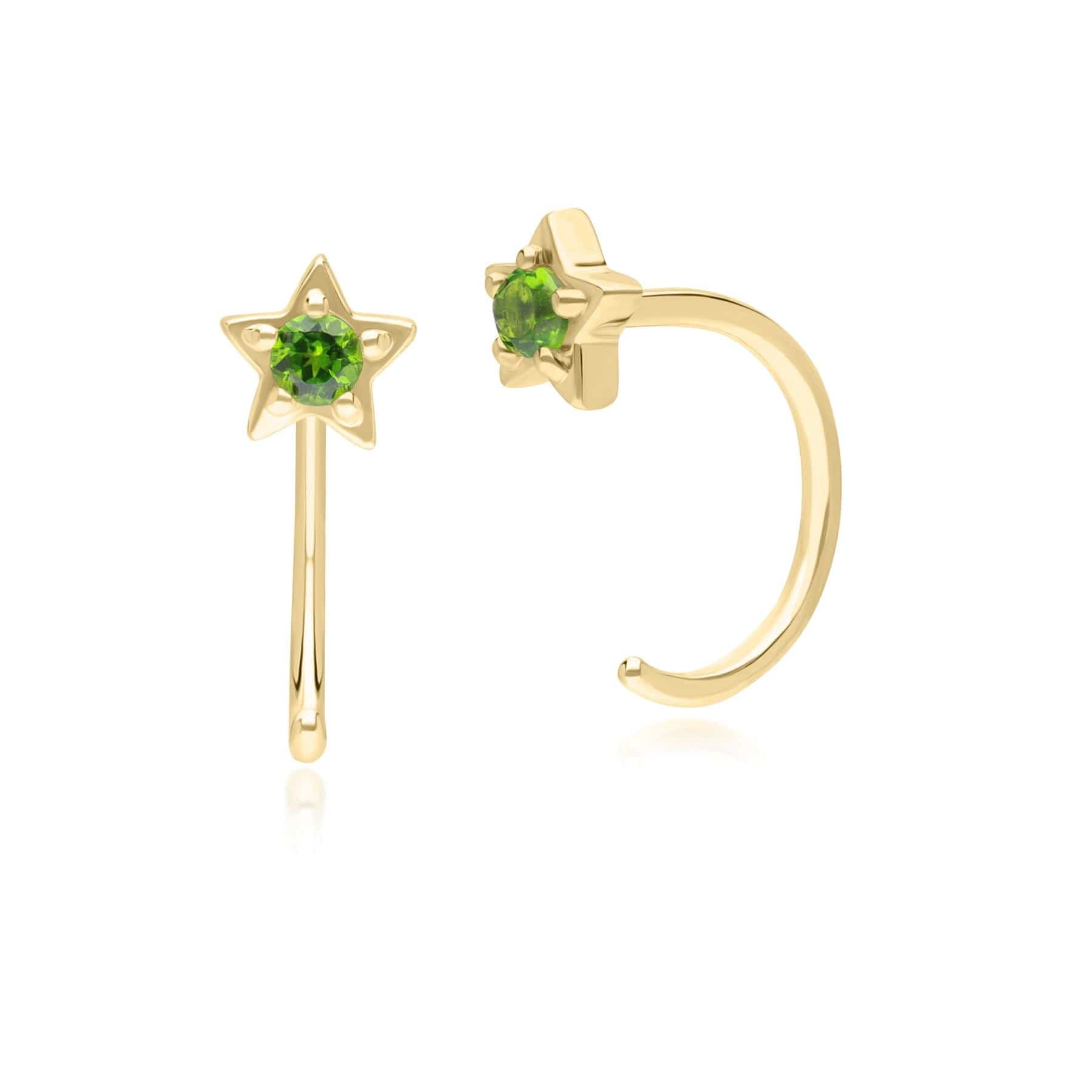 Product photograph of Modern Classic Chrome Diopside Pull Through Hoop Earrings In 9ct Yellow Gold from Gemondo Jewellery