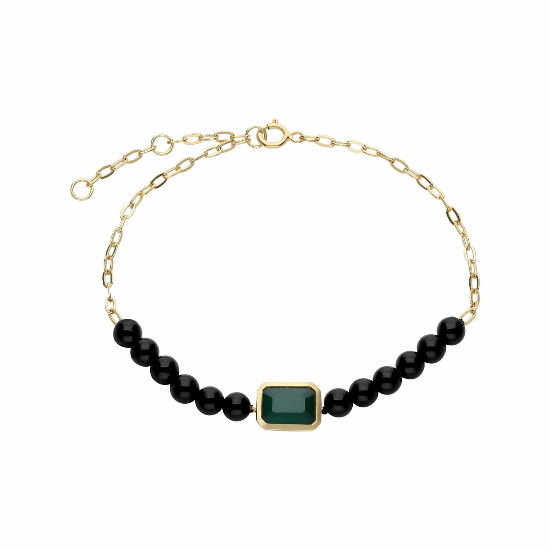 Product photograph of Ecfew Unifier Onyx Dyed Green Chalcedony Bracelet In Sterling Silver from Gemondo Jewellery