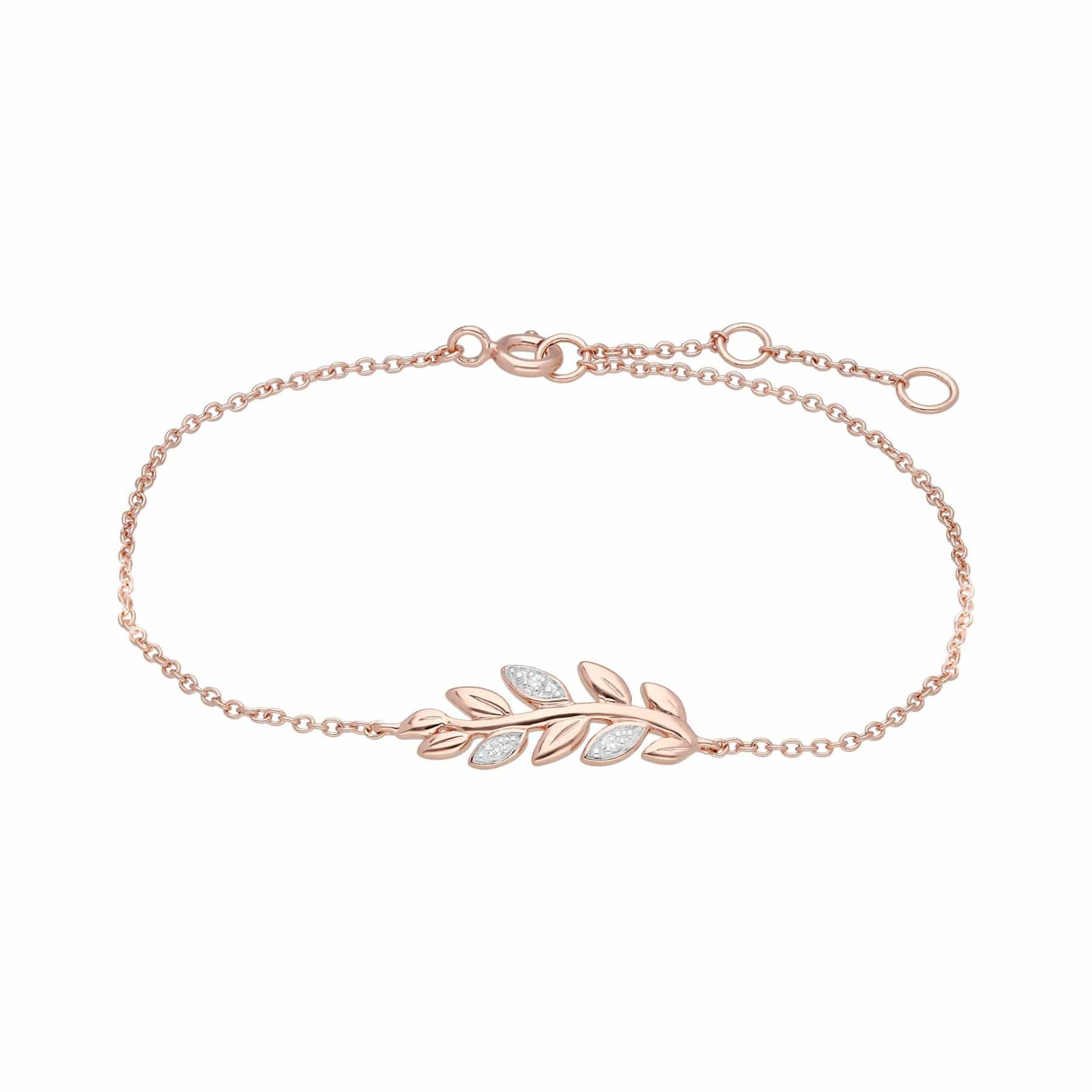 Image of O Leaf Diamond Bracelet in 9ct Rose Gold