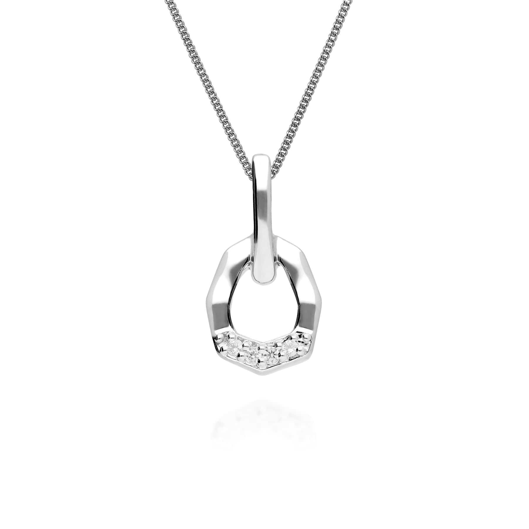 Product photograph of Diamond Pave Asymmetrical Pendant In 9ct White Gold from Gemondo Jewellery