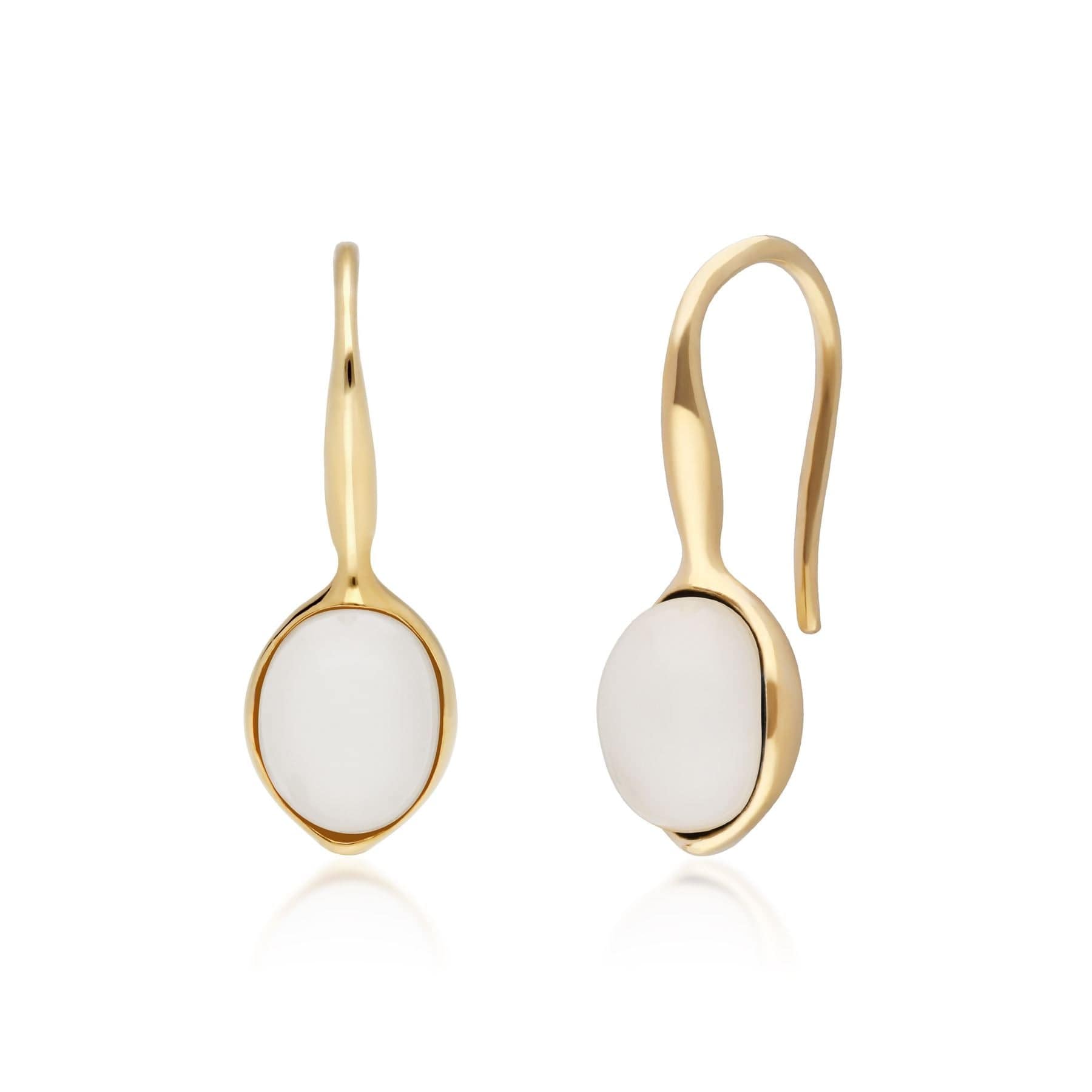 Product photograph of Irregular B Gem Moonstone Drop Earrings In Gold Plated Silver from Gemondo Jewellery