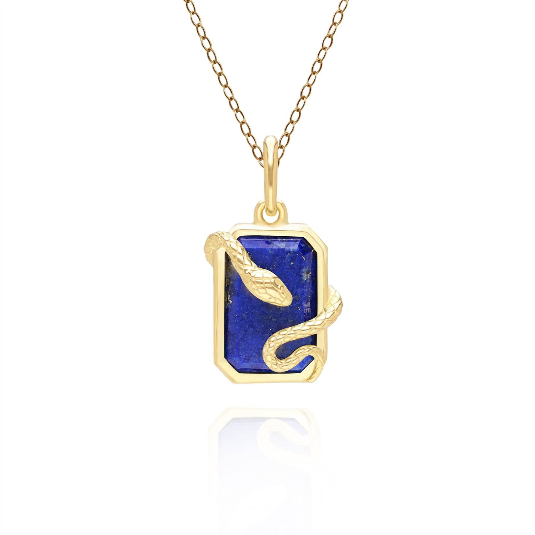 Product photograph of Grand Deco Lapis Lazuli Snake Wrap Pendant In Gold Plated Sterling Silver from Gemondo Jewellery