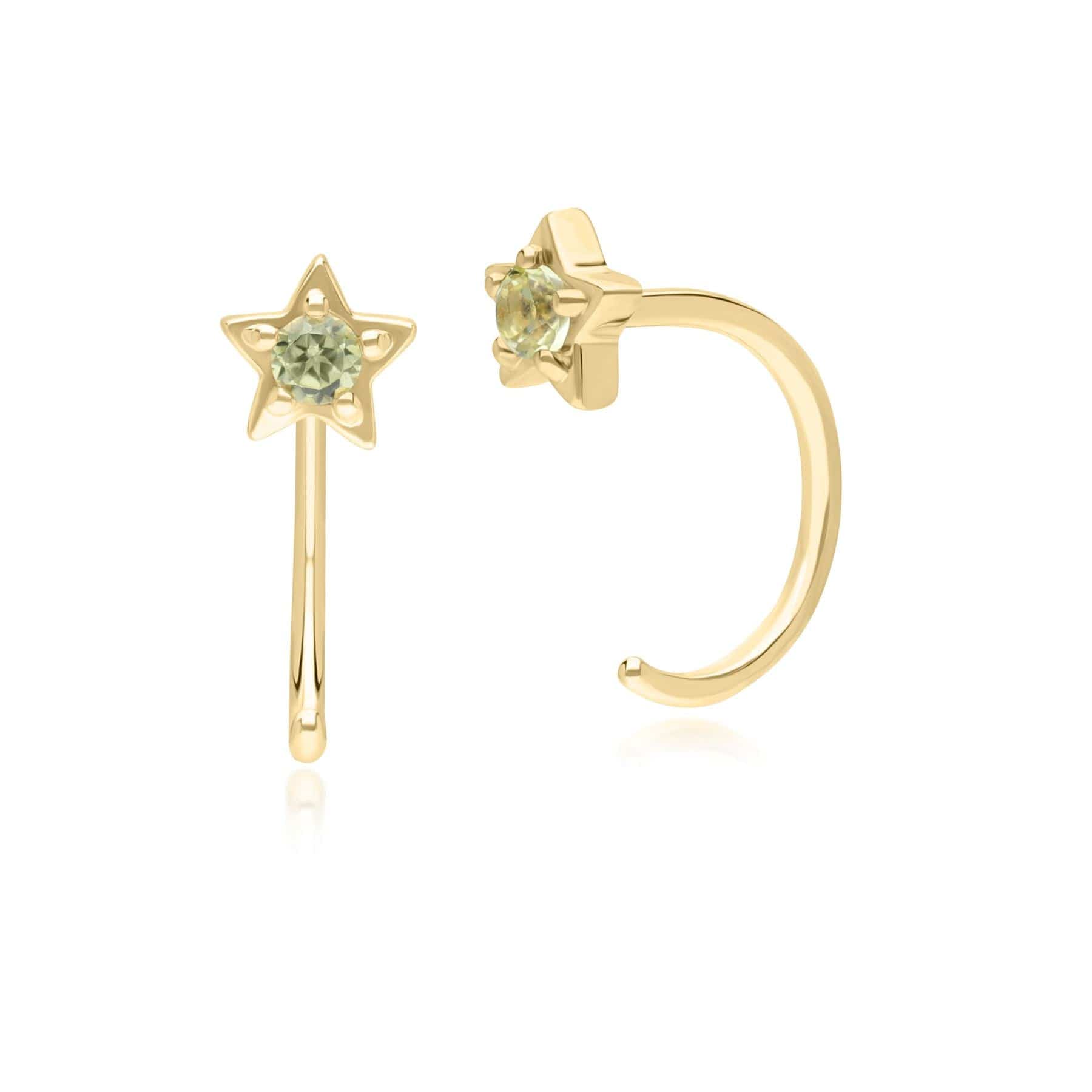 Product photograph of Modern Classic Peridot Pull Through Hoop Earrings In 9ct Yellow Gold from Gemondo Jewellery