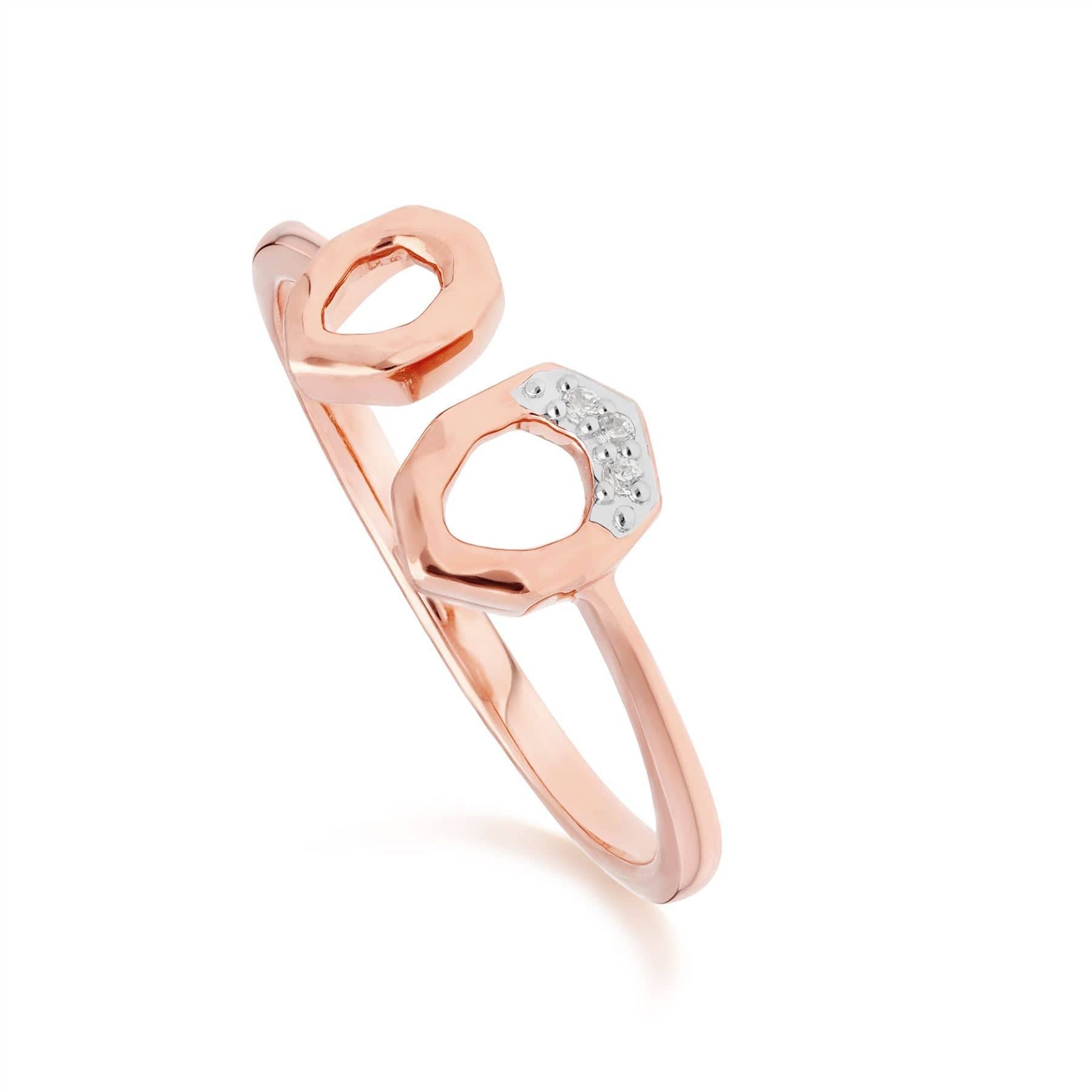 Product photograph of Diamond Asymmetric Open Ring In 9ct Rose Gold from Gemondo Jewellery