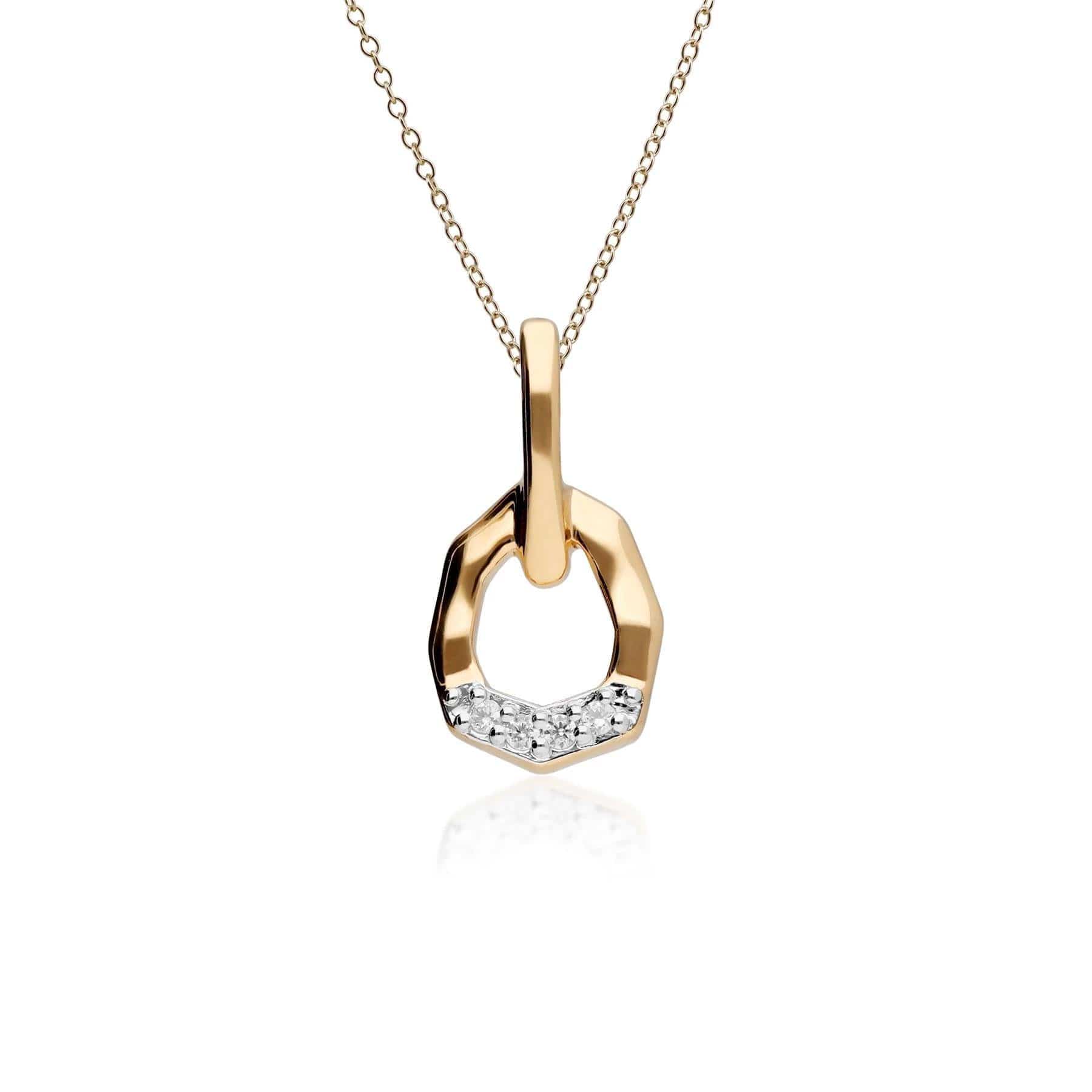Product photograph of Diamond Asymmetrical Pendant In 9ct Yellow Gold from Gemondo Jewellery