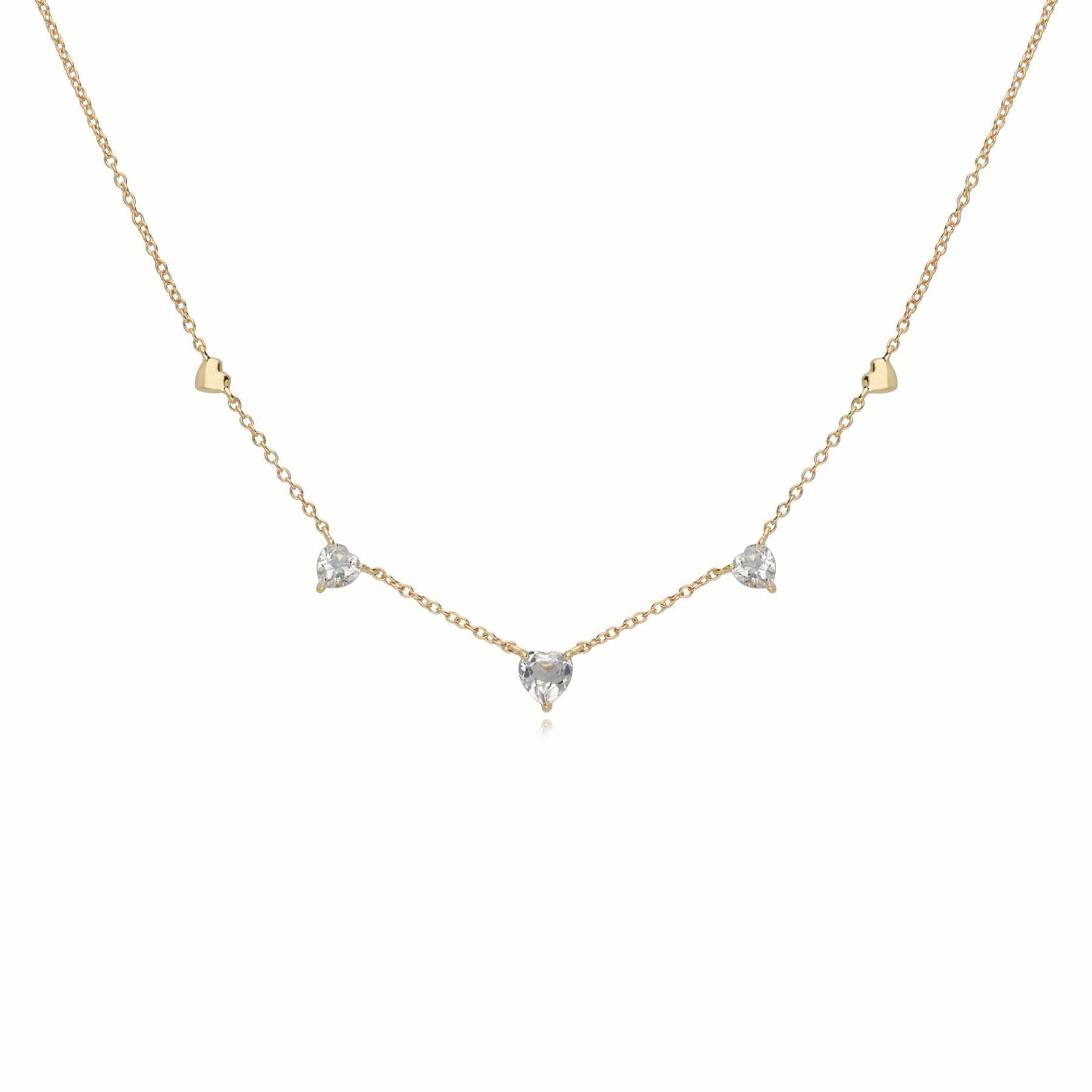 Product photograph of White Topaz Heart Necklace In 9ct Yellow Gold from Gemondo Jewellery