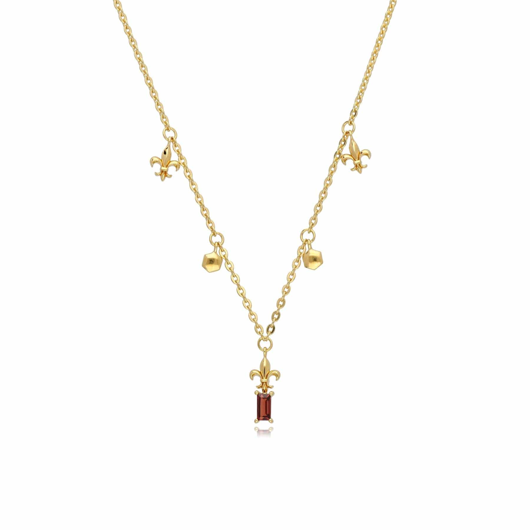 Product photograph of Ecfew Garnet Fleur De Lis Choker Necklace In 9ct Yellow Gold from Gemondo Jewellery