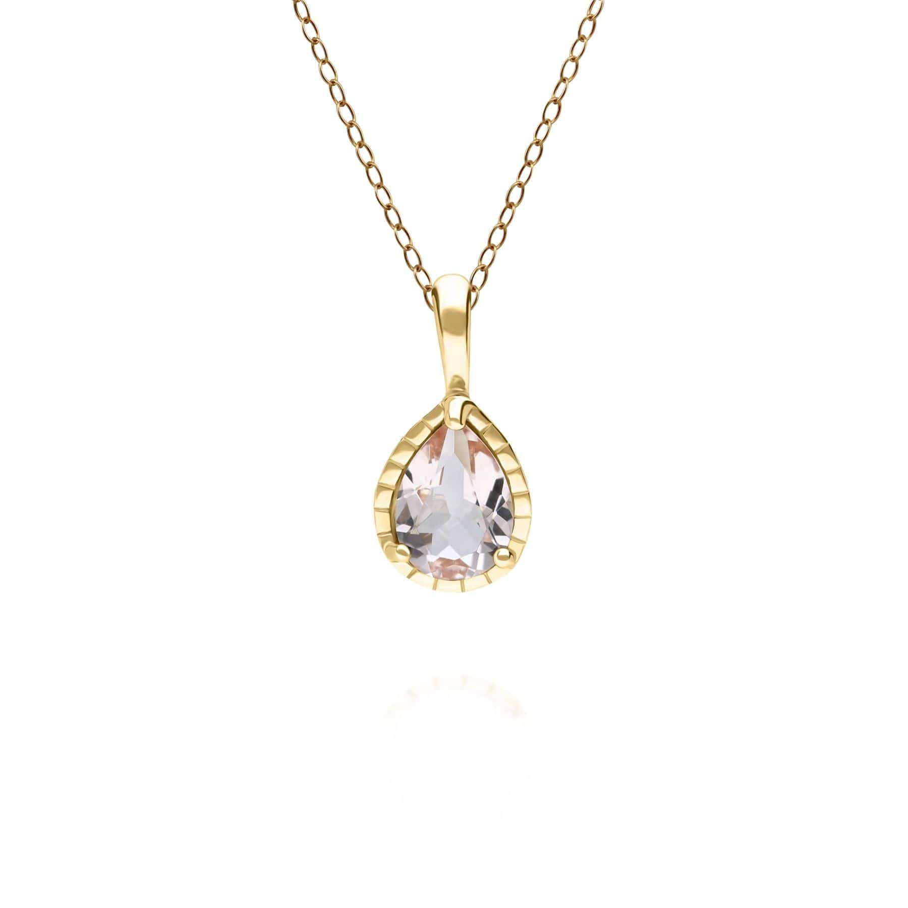 Product photograph of Classic Pear Morganite Pendant In 9ct Yellow Gold from Gemondo Jewellery