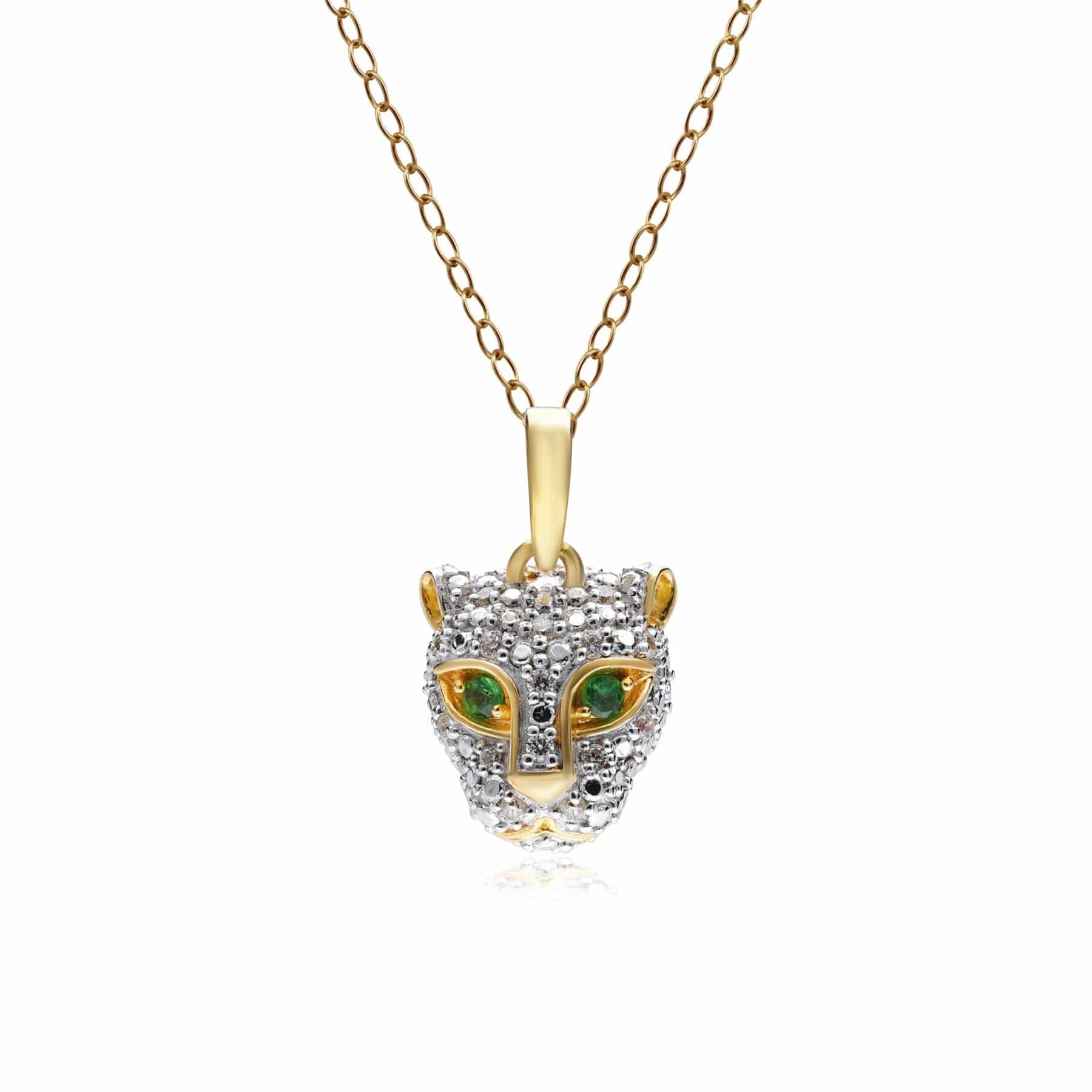 Product photograph of Ecfew The Unifier Tsavorite Diamond Cheetah Pendant In 9ct Yellow Gold from Gemondo Jewellery