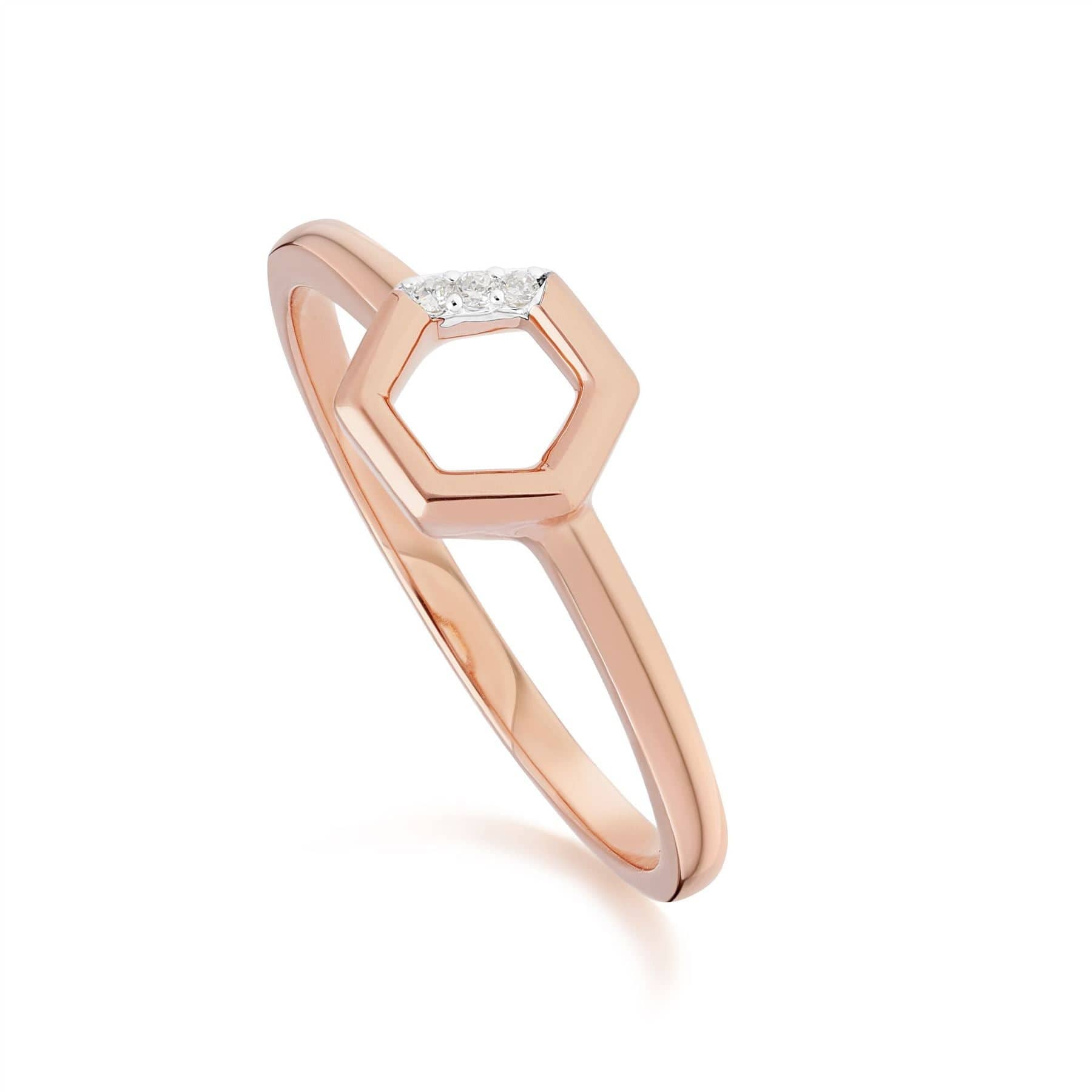 Product photograph of Diamond Hexagon Open Ring In 9ct Rose Gold from Gemondo Jewellery