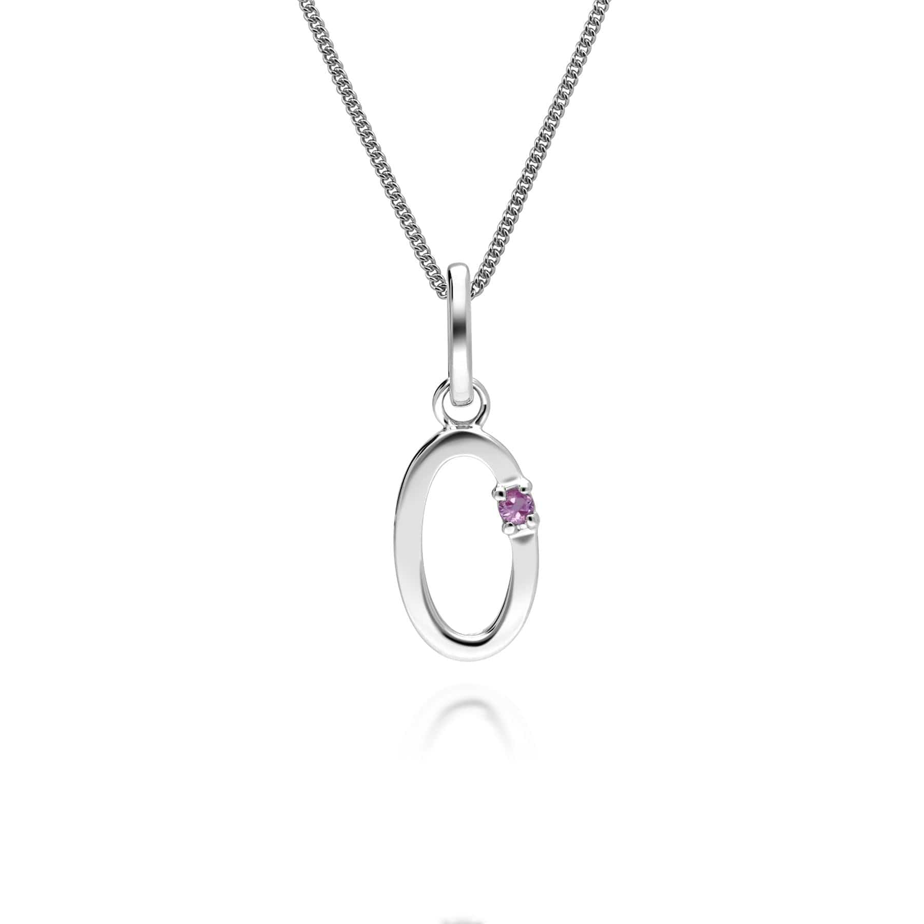 Product photograph of Initial Pink Sapphire Letter Charm Necklace In 9ct White Gold from Gemondo Jewellery