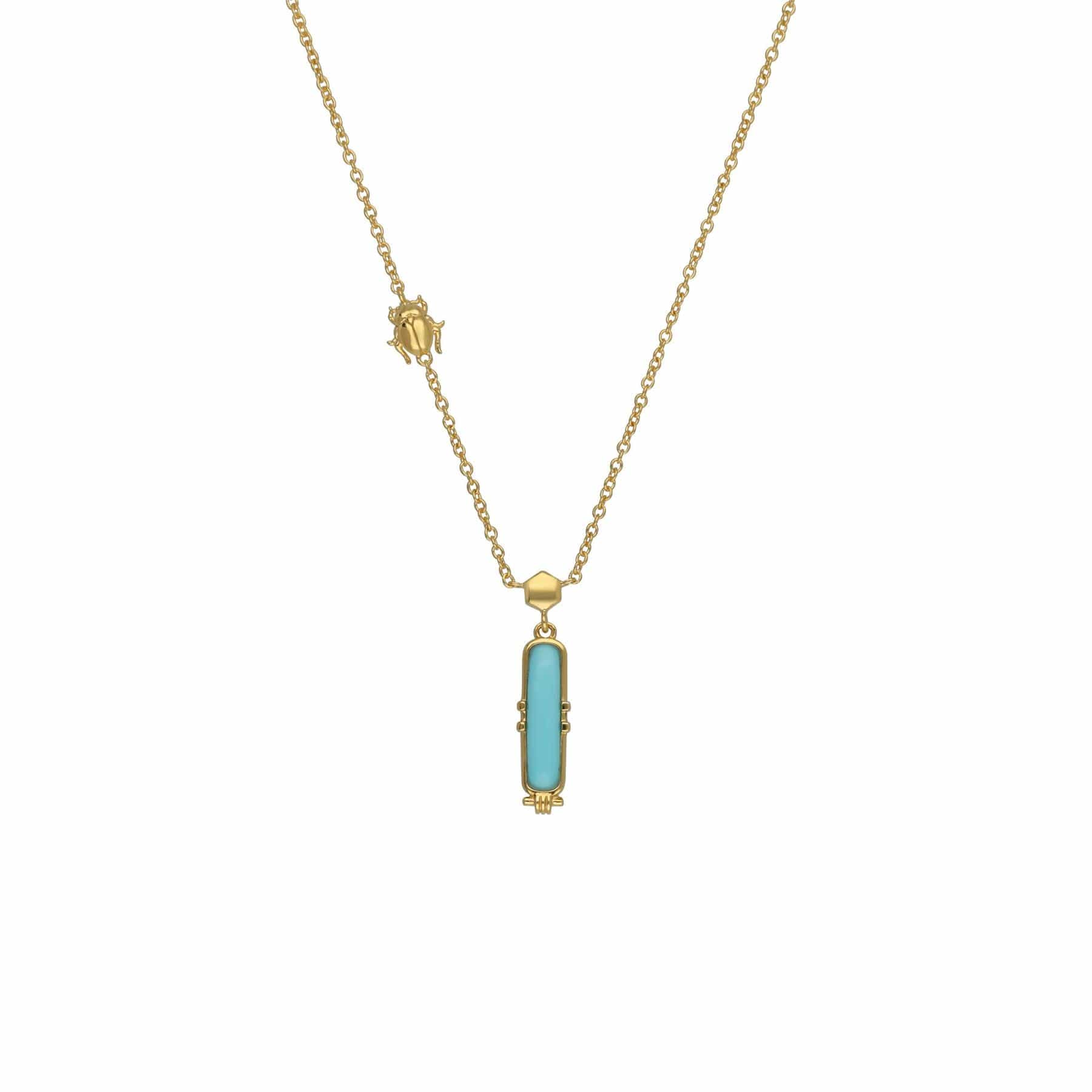 Product photograph of Ecfew Turquoise Talisman Necklace In Gold Plated Sterling Silver from Gemondo Jewellery