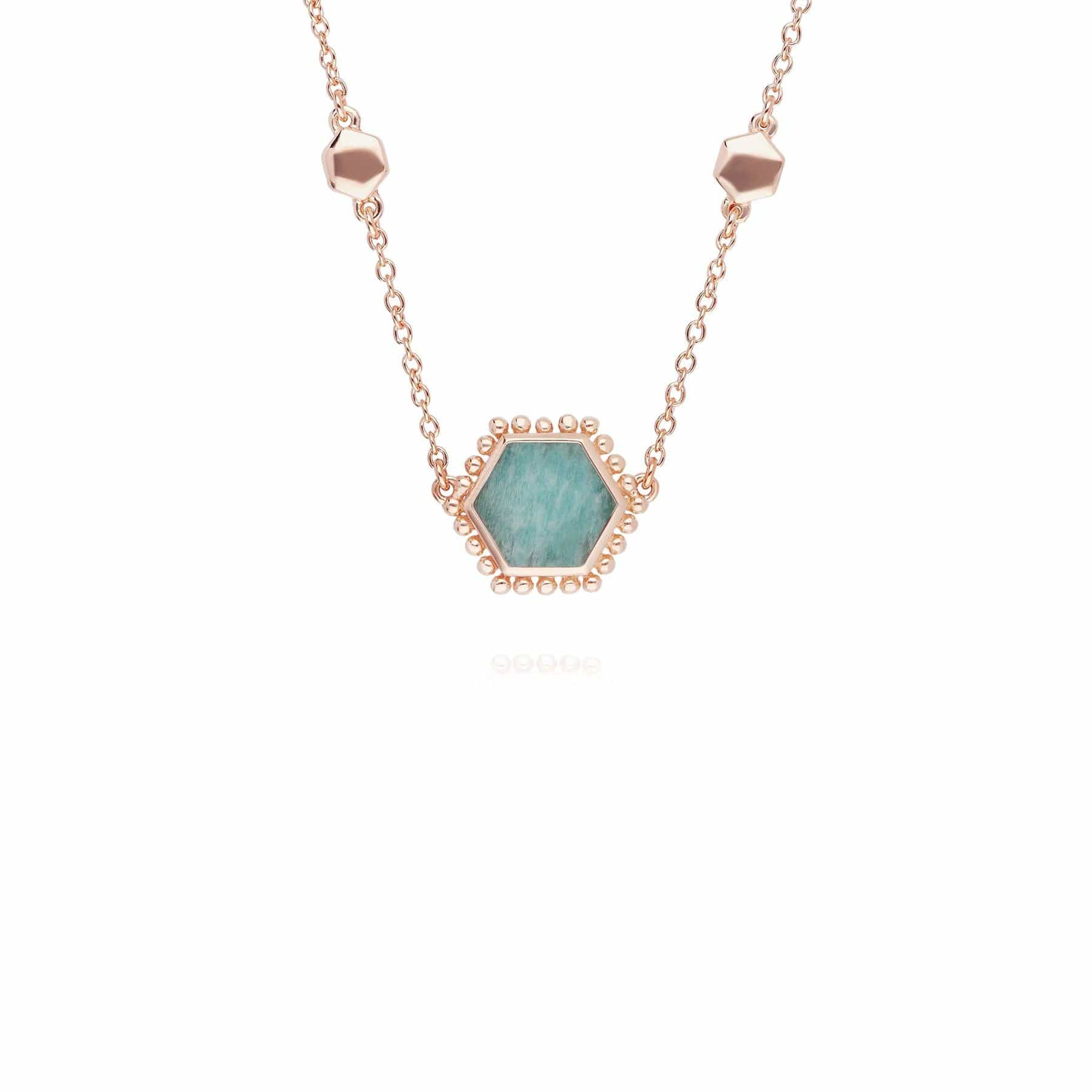 Image of Amazonite Flat Slice Hex Necklace in Rose Gold Plated Sterling Silver