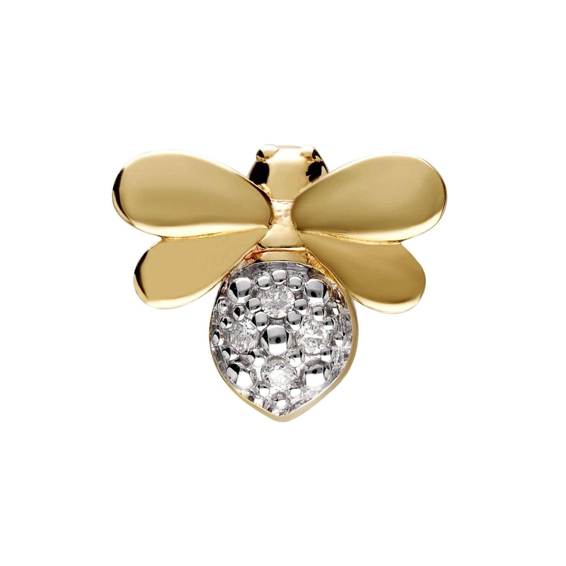 Product photograph of Honeycomb Inspired Diamond Bee Pin In 9ct Yellow Gold from Gemondo Jewellery