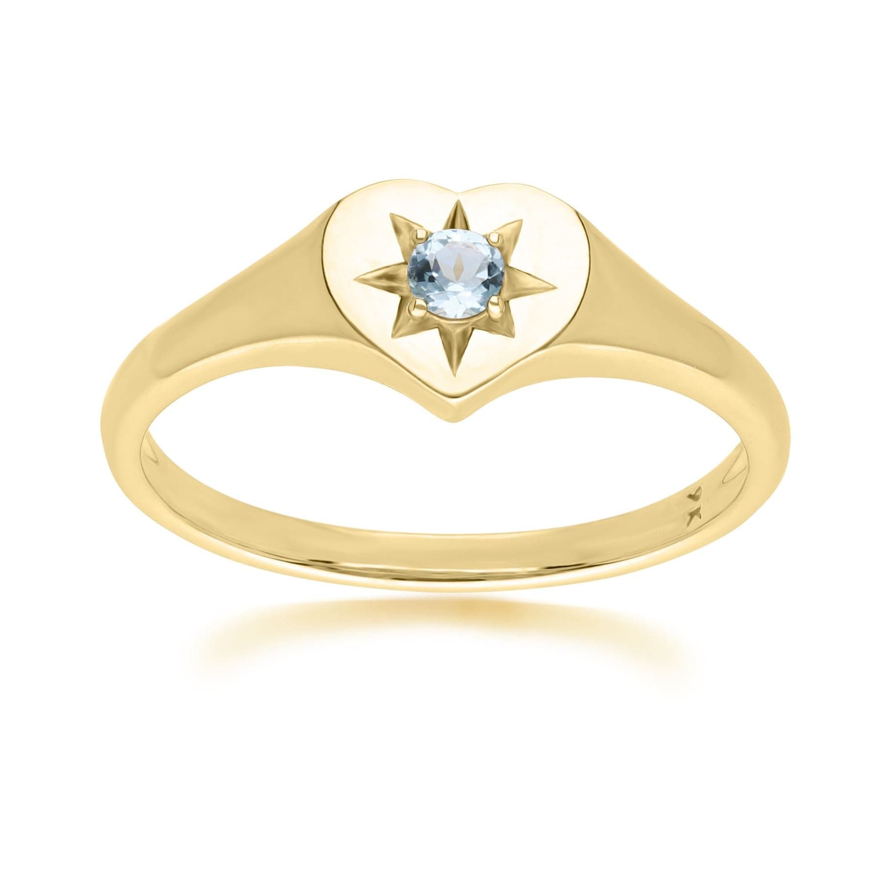 Product photograph of Ecfew The Liberator Blue Topaz Heart Ring In 9ct Yellow Gold from Gemondo Jewellery