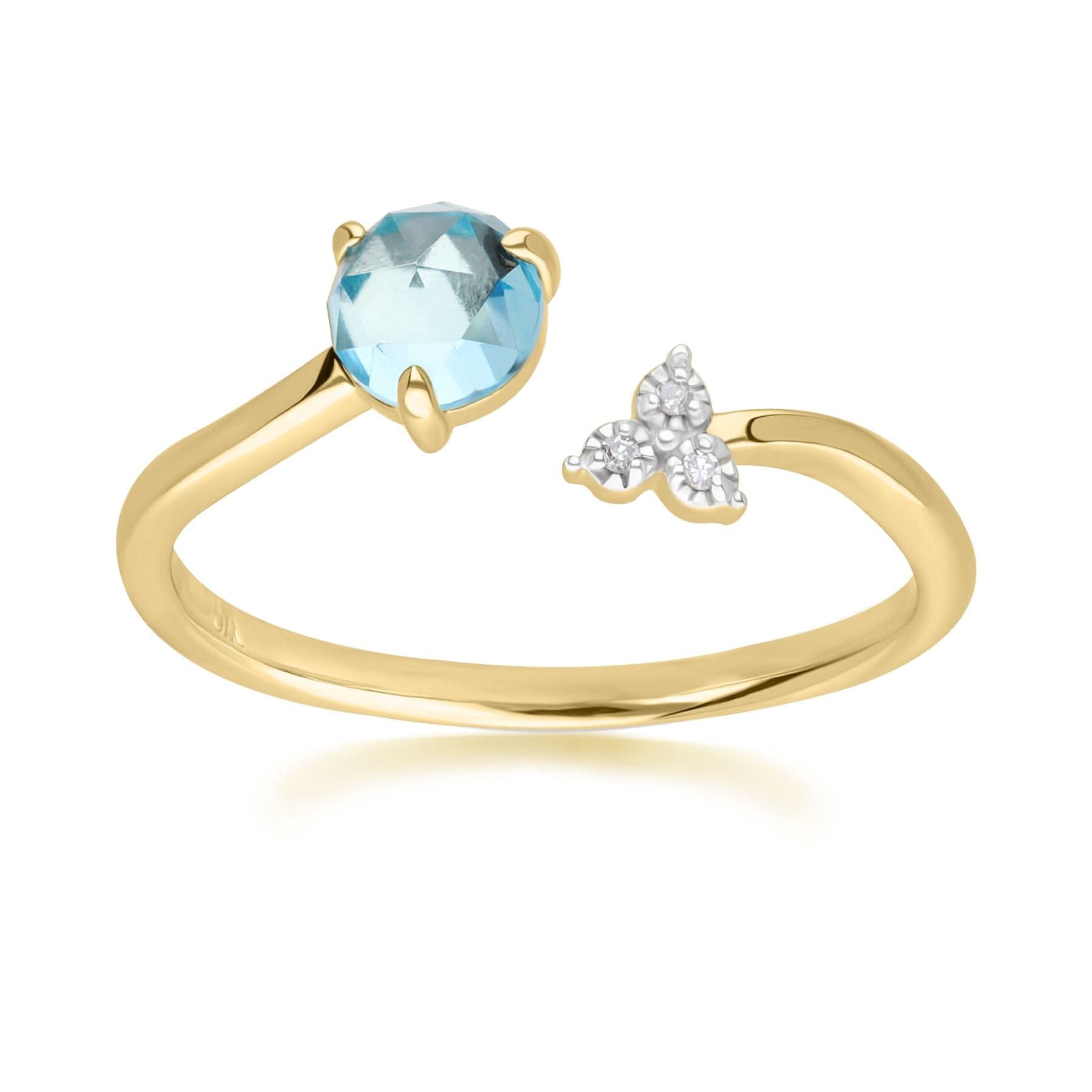 Image of Classic Light Swiss Blue Topaz Open Ring in 9ct Yellow Gold