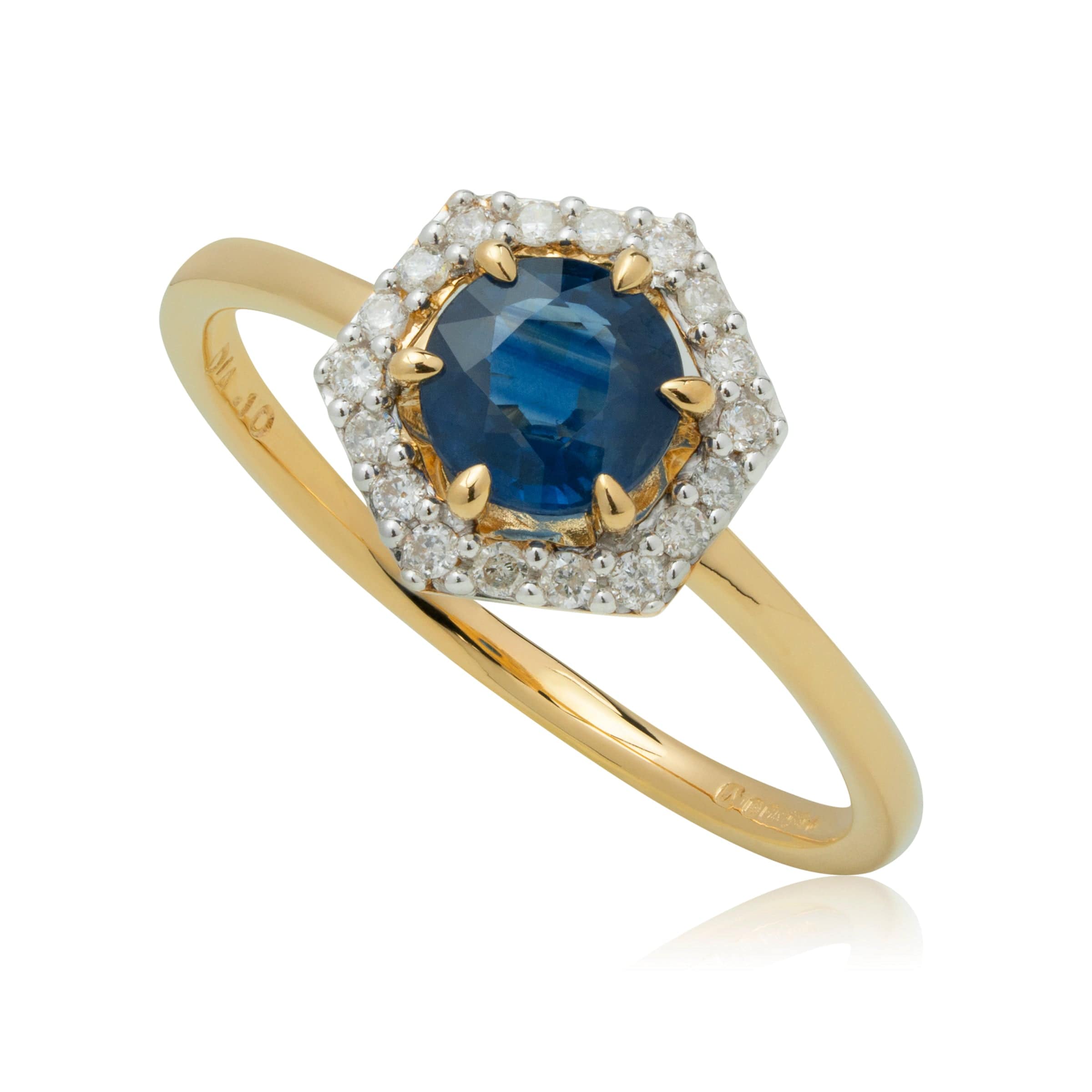 Image of 9ct Gold 0.92ct Sapphire & Diamond Halo Engagement Ring