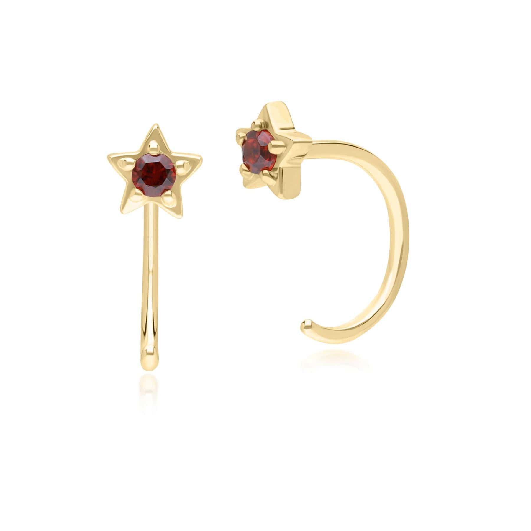 Product photograph of Modern Classic Garnet Pull Through Hoop Earrings In 9ct Yellow Gold from Gemondo Jewellery