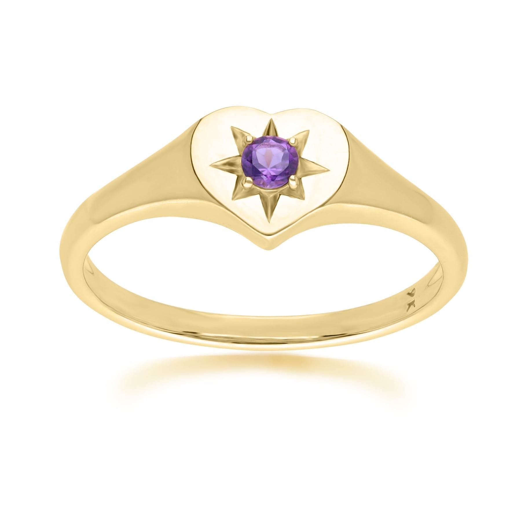 Product photograph of Ecfew The Liberator Amethyst Heart Ring In 9ct Yellow Gold from Gemondo Jewellery