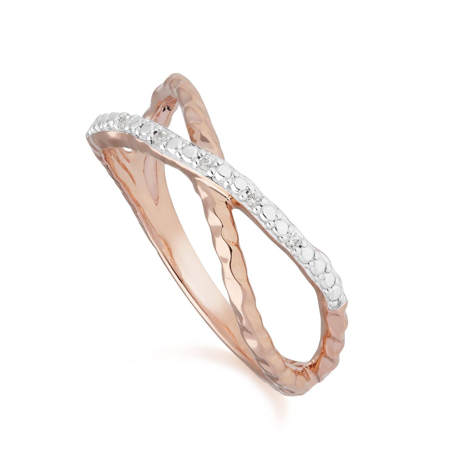 Product photograph of Diamond Pav Crossover Ring In 9ct Rose Gold from Gemondo Jewellery