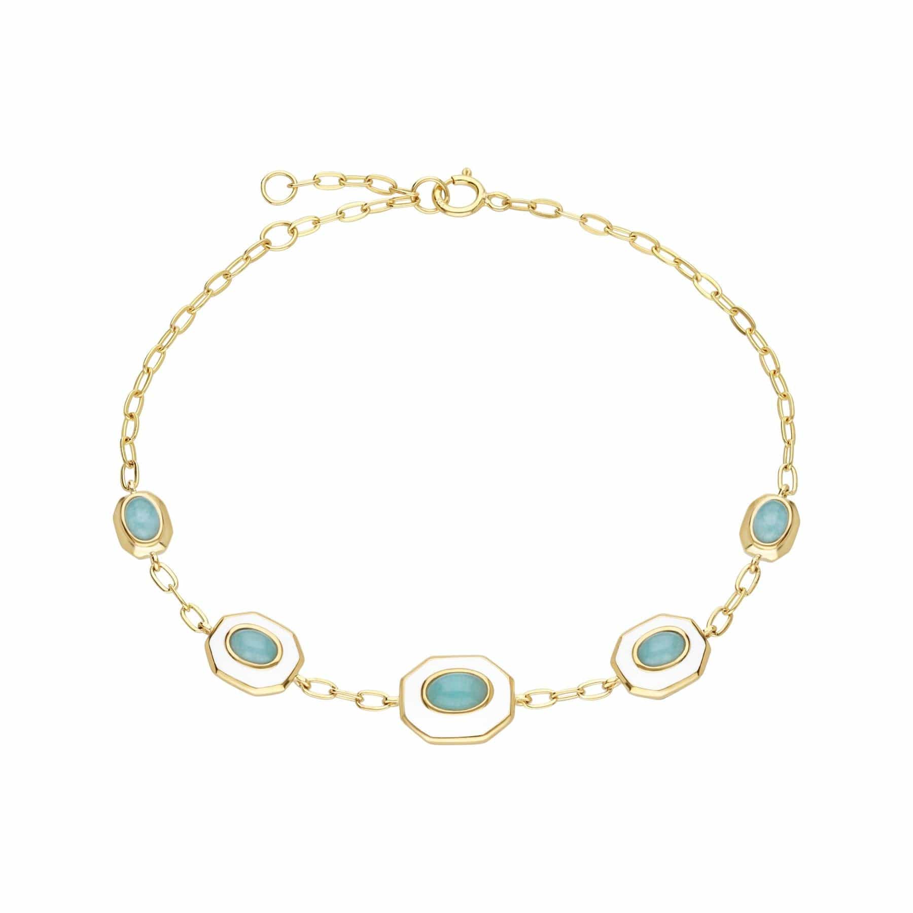 Product photograph of Siberian Waltz White Enamel Amazonite Bracelet In Sterling Silver from Gemondo Jewellery