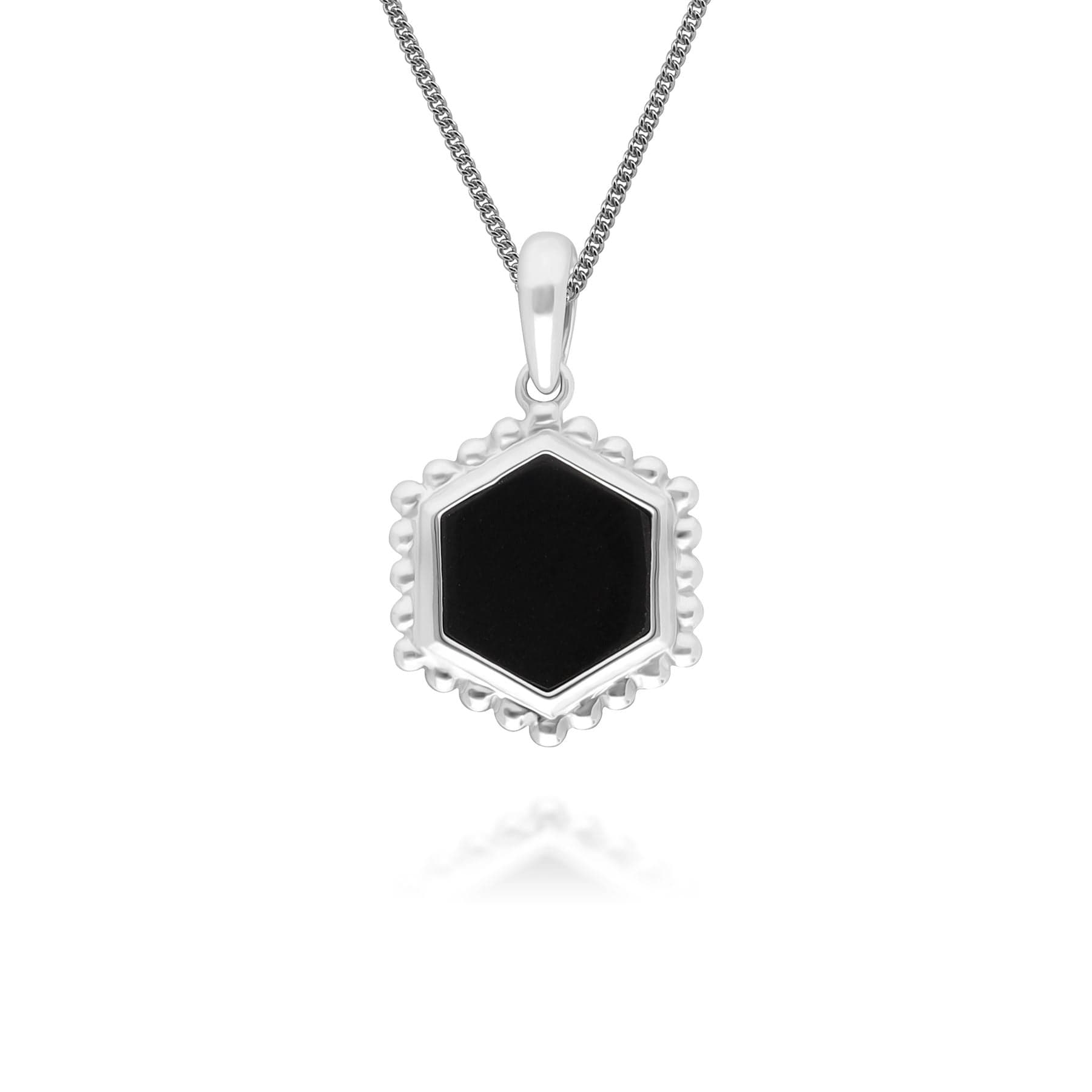 Image of Black Onyx Slice Pendant Necklace in 925 Sterling Silver