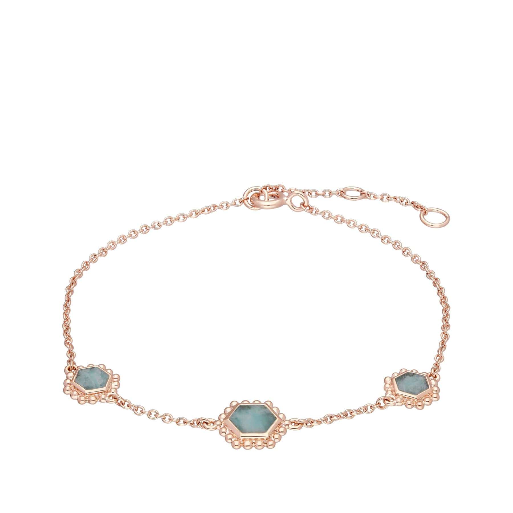 Image of Amazonite Flat Slice Hex Chain Bracelet in Rose Gold Plated Sterling Silver